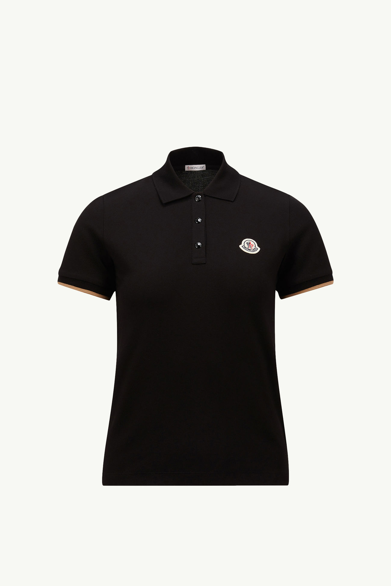 Polo in cotone piquet con patch logato Donna Nero Moncler 2