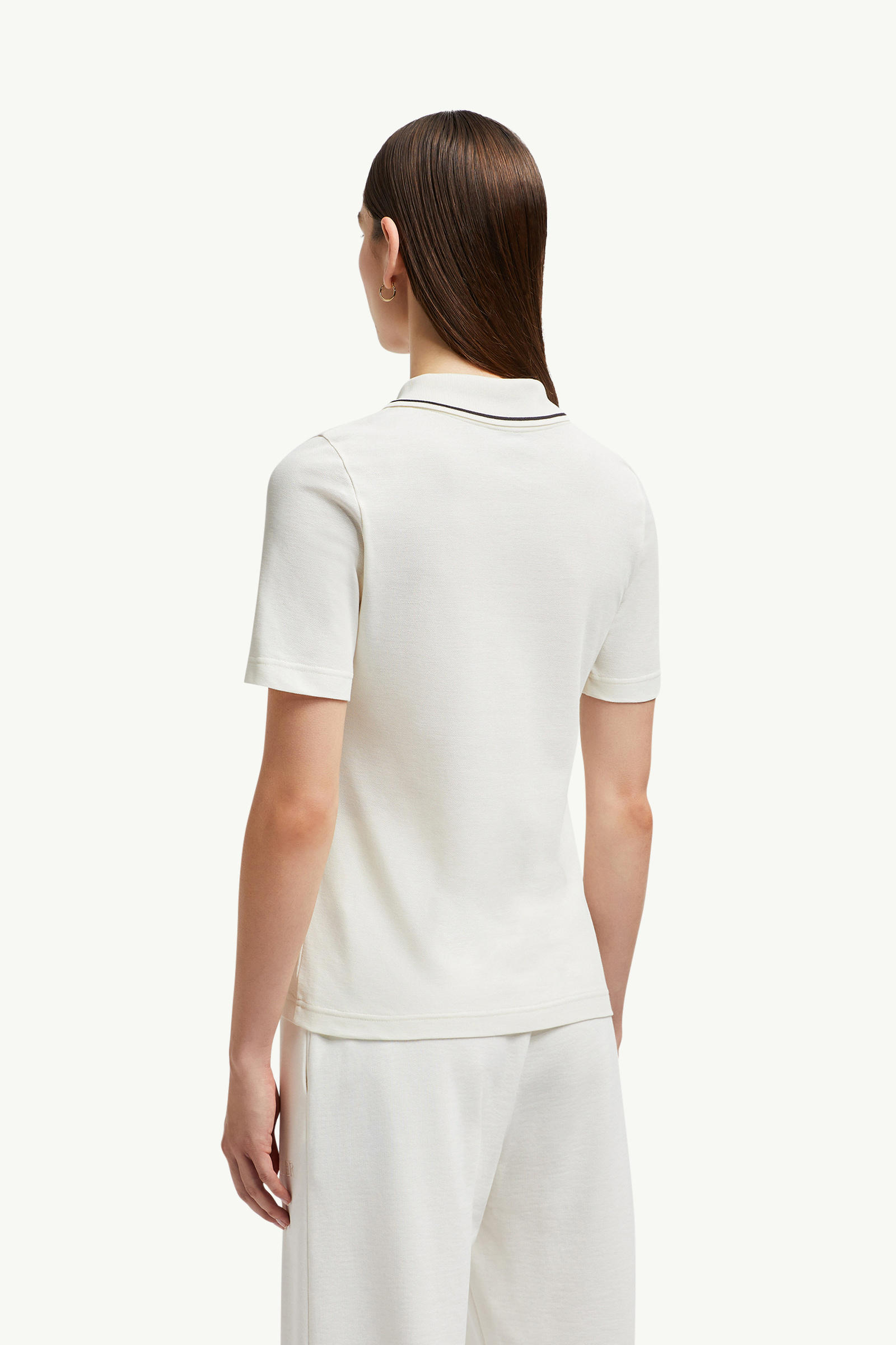 Logo Patch Cotton Piquet Polo Shirt Women White Moncler 4