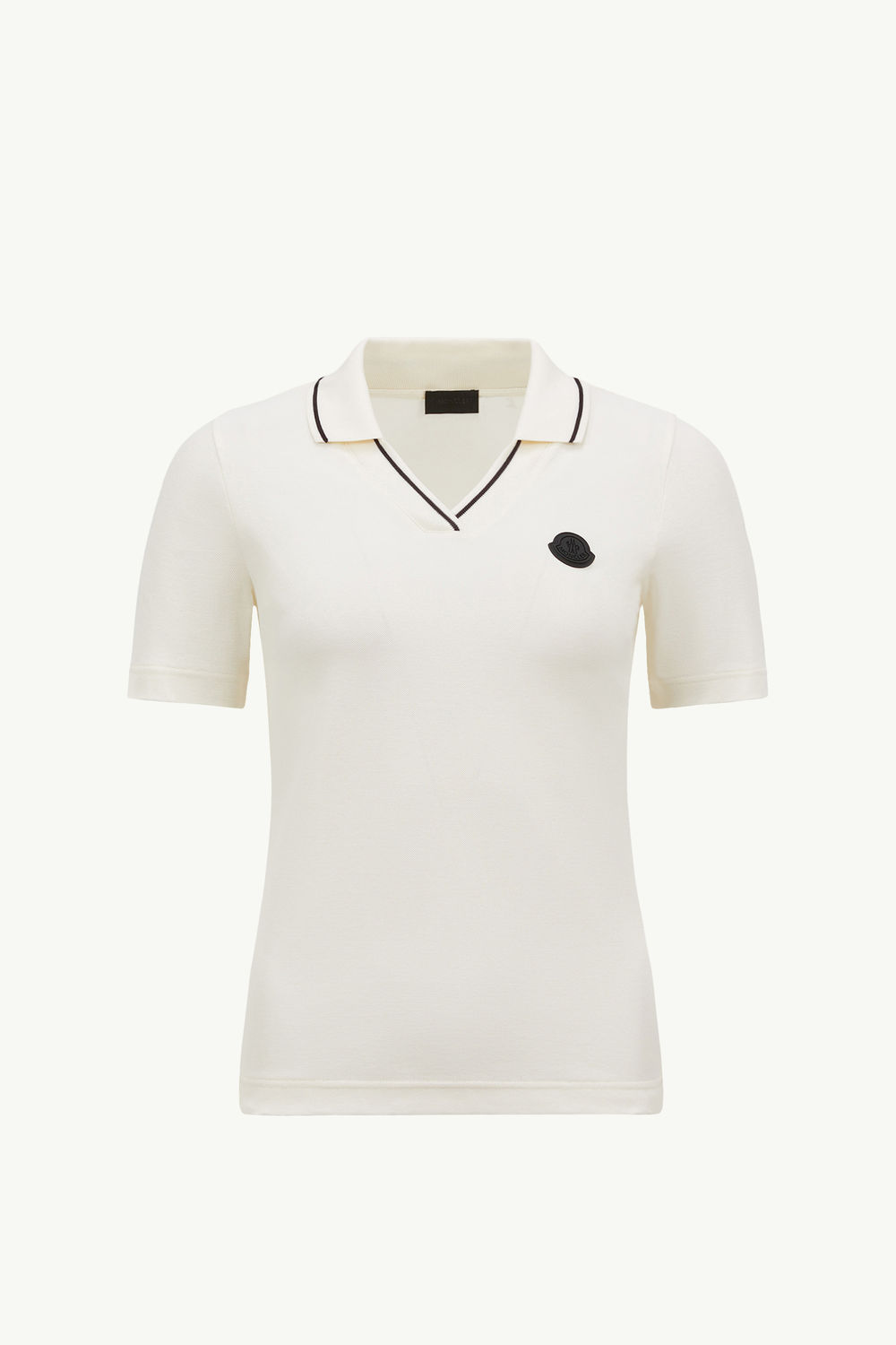 Logo Patch Cotton Piquet Polo Shirt Women White Moncler 2