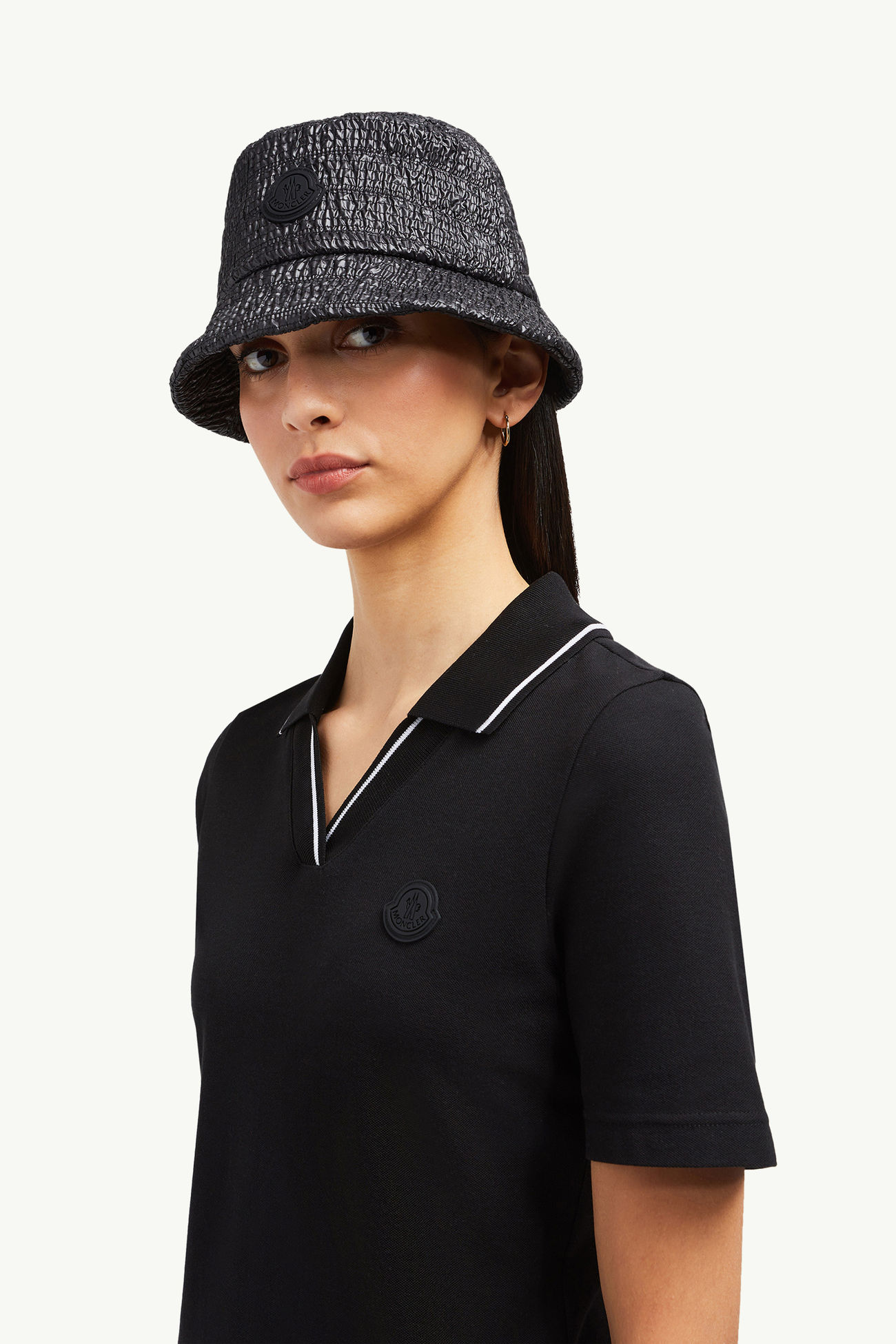 Logo Patch Cotton Piquet Polo Shirt Women Black Moncler 1