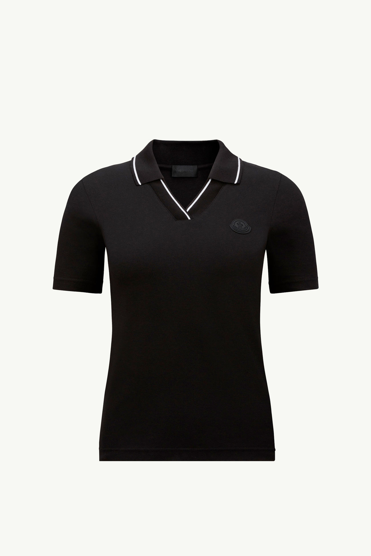 Logo Patch Cotton Piquet Polo Shirt Women Black Moncler 2
