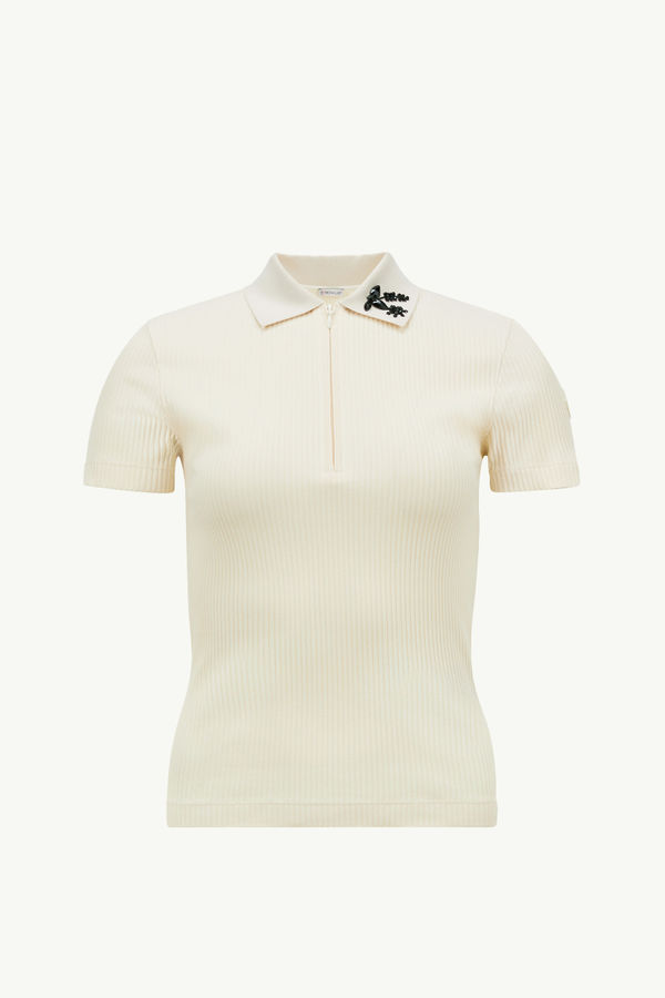 Polo en coton mélangé à perles Femmes Blanc Moncler 2