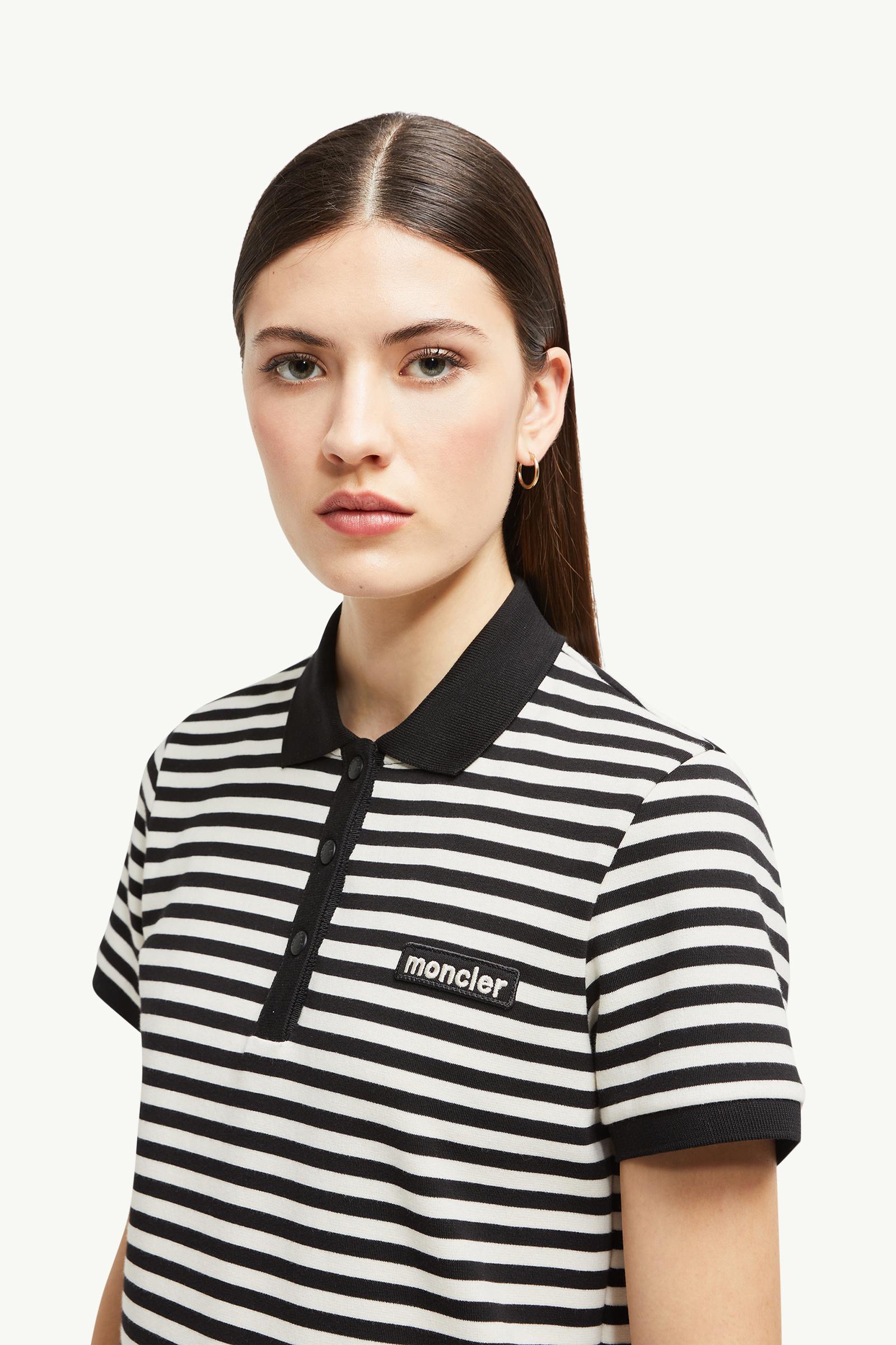 Polo a righe in cotone Donna Blu & Bianco Moncler 1