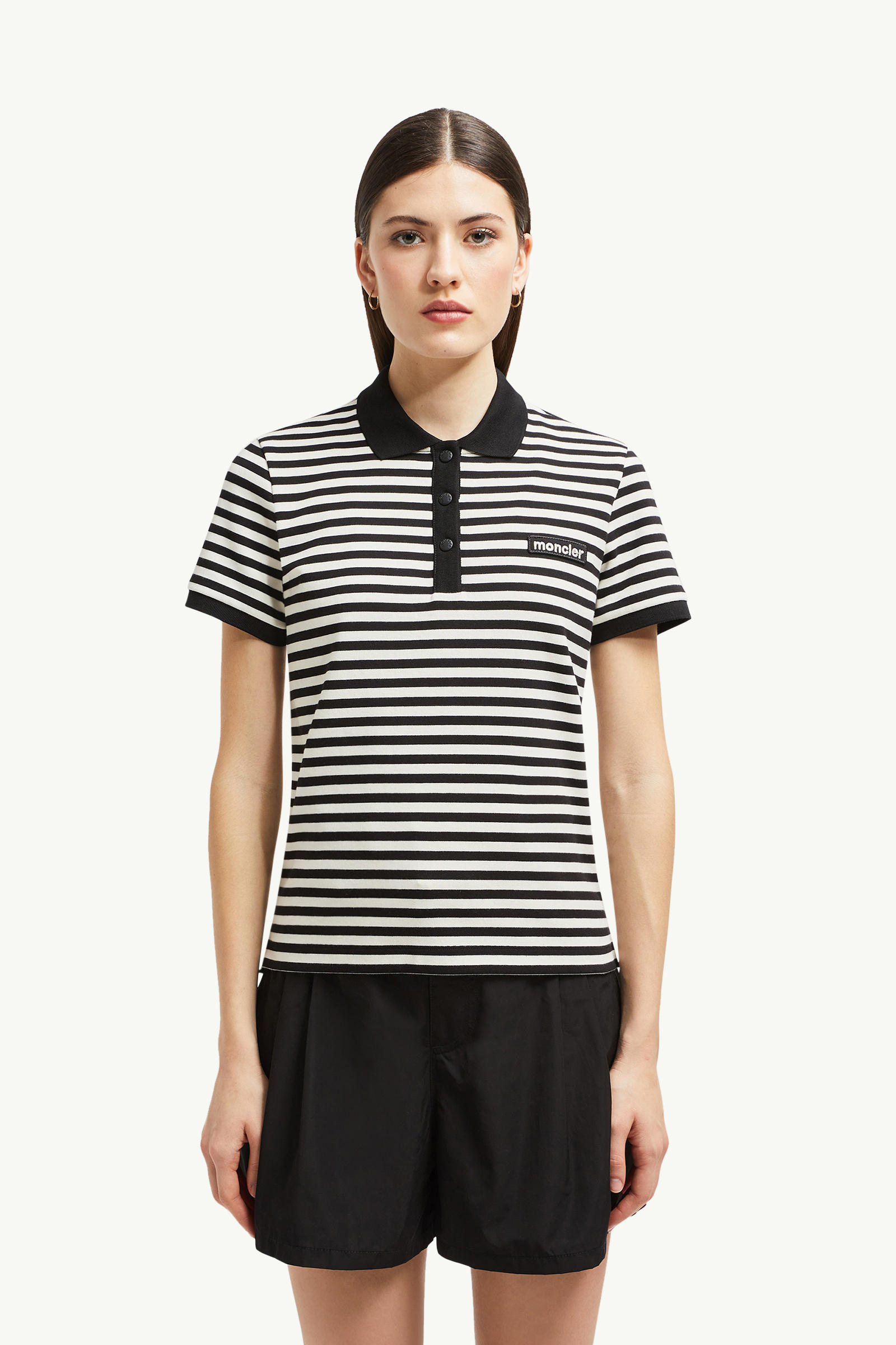 Polo a righe in cotone Donna Blu & Bianco Moncler 3