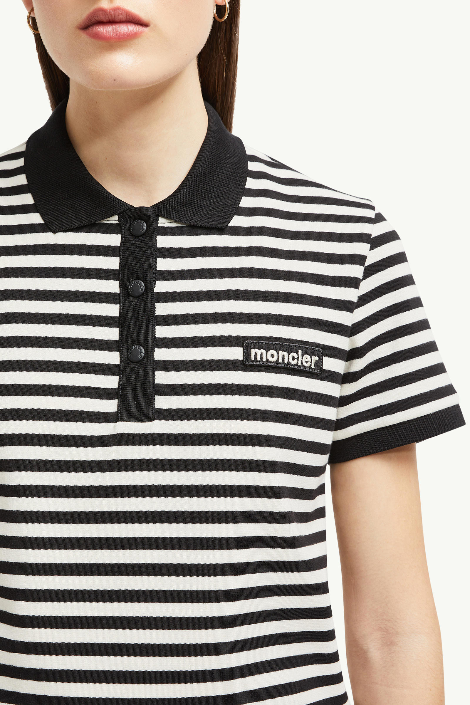 Polo a righe in cotone Donna Blu & Bianco Moncler 5