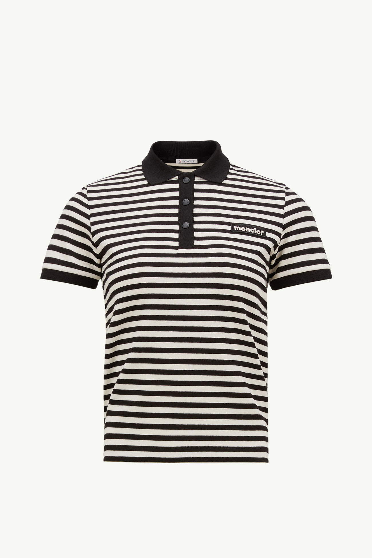 Striped Cotton Polo Shirt Women Blue & White Moncler 2