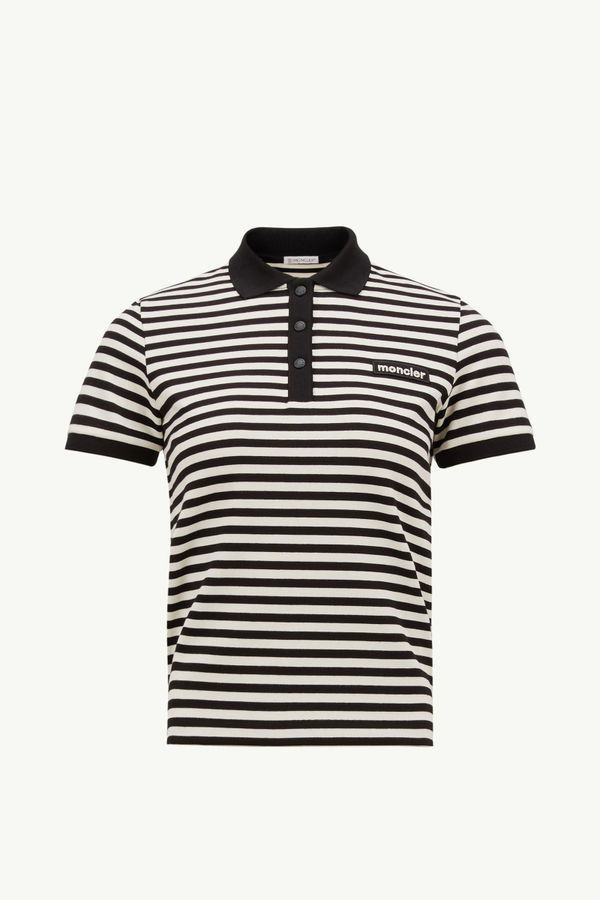 스트라이프 코튼 폴로 셔츠 여성 블루 & 화이트 Moncler 2