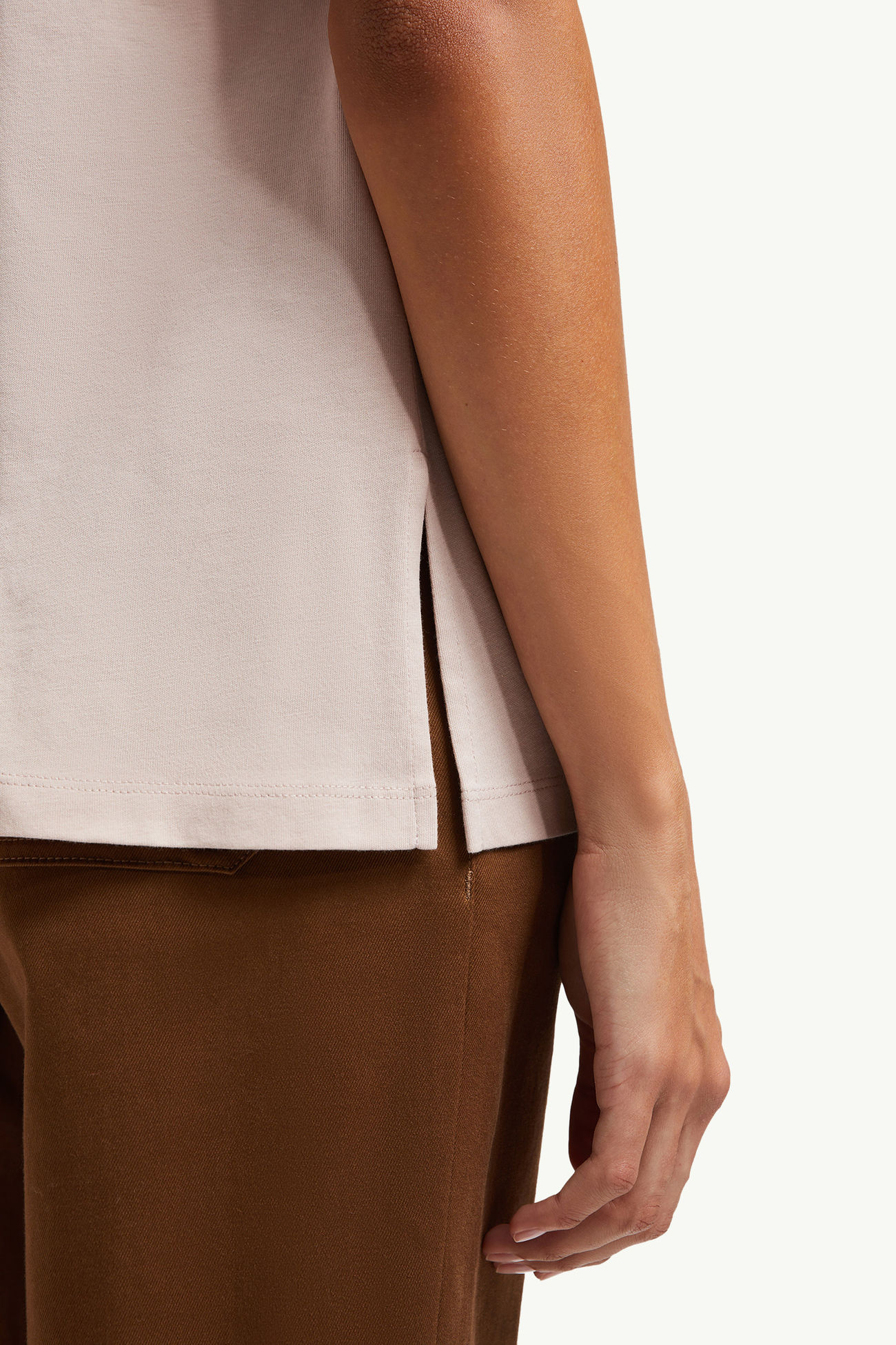 필기체 자수 로고 코튼 티셔츠 여성 로즈 핑크 Moncler 6