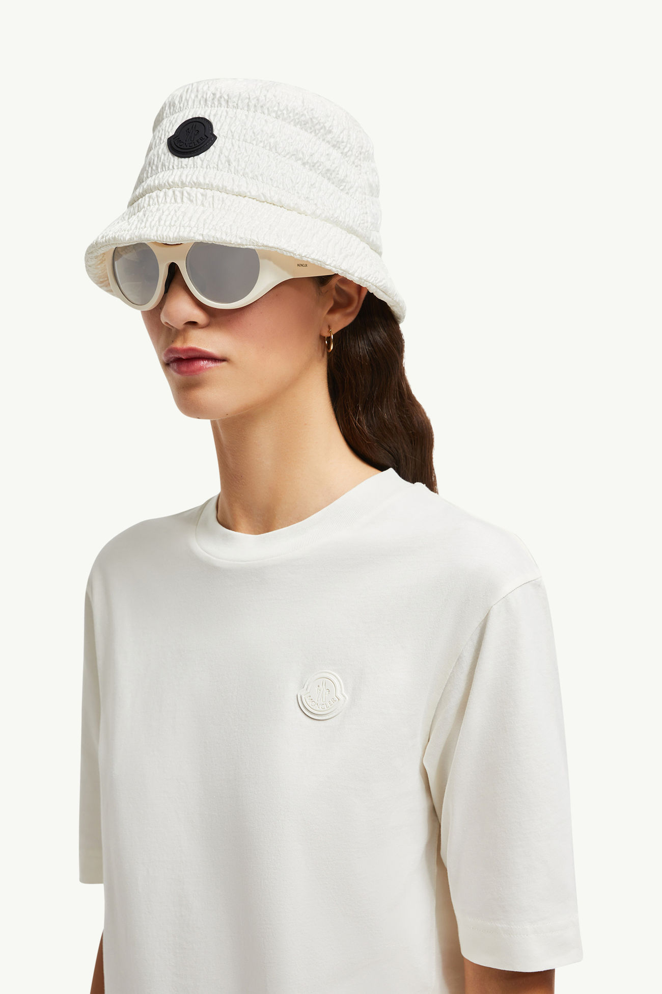 Silicone Logo Patch Cotton T-Shirt Women White Moncler 1