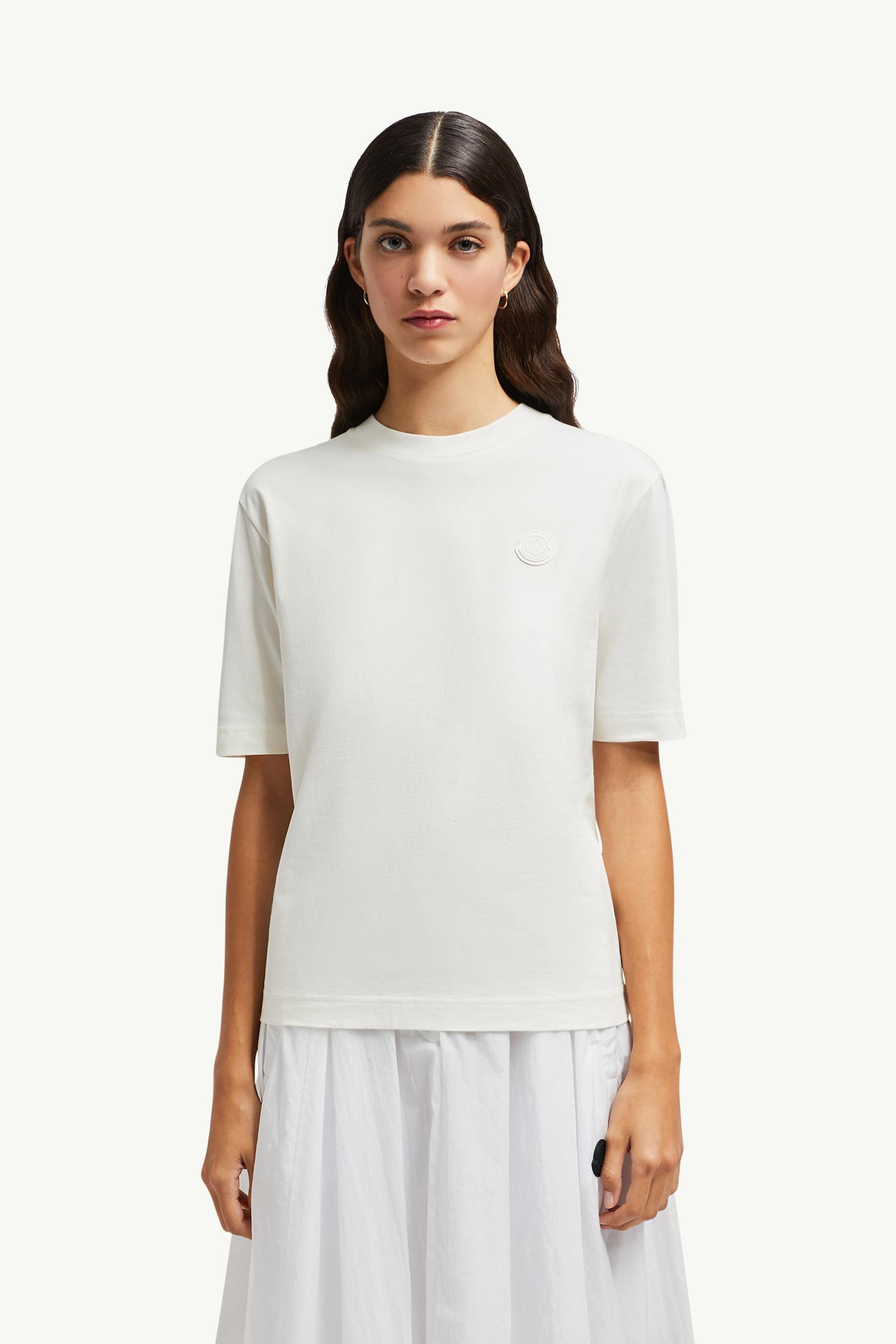 White Silicone Logo Patch Cotton T-Shirt - Tops & T-shirts