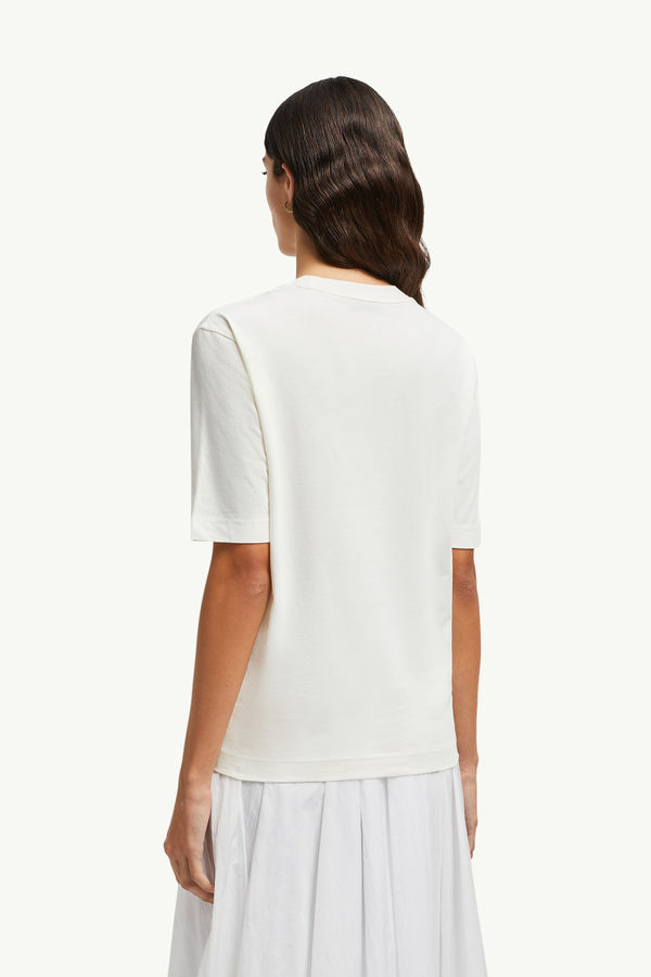 Silicone Logo Patch Cotton T-Shirt Women White Moncler 4