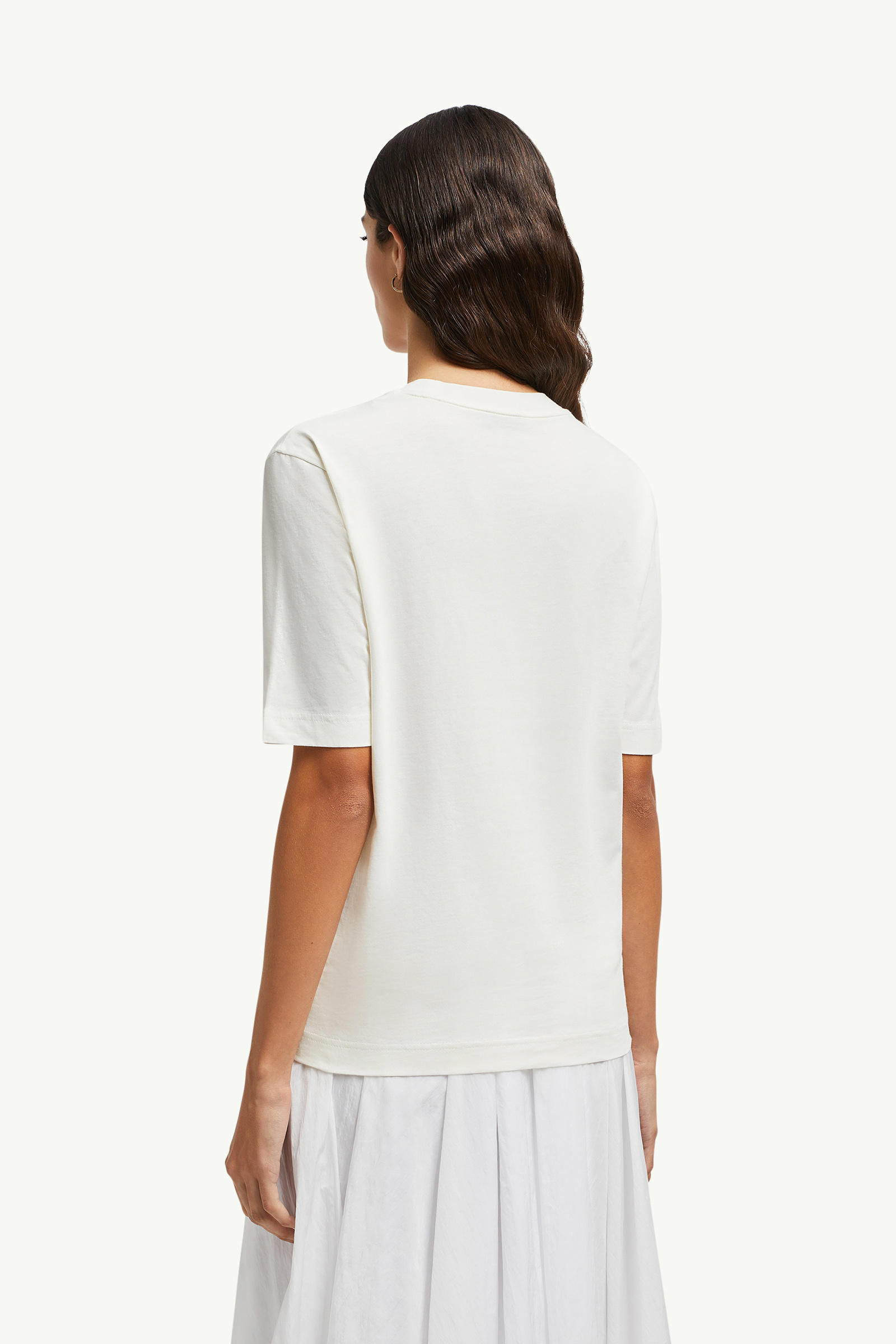 Silicone Logo Patch Cotton T-Shirt Women White Moncler 4