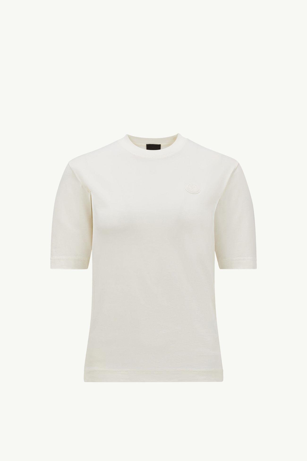 Silicone Logo Patch Cotton T-Shirt Women White Moncler 2