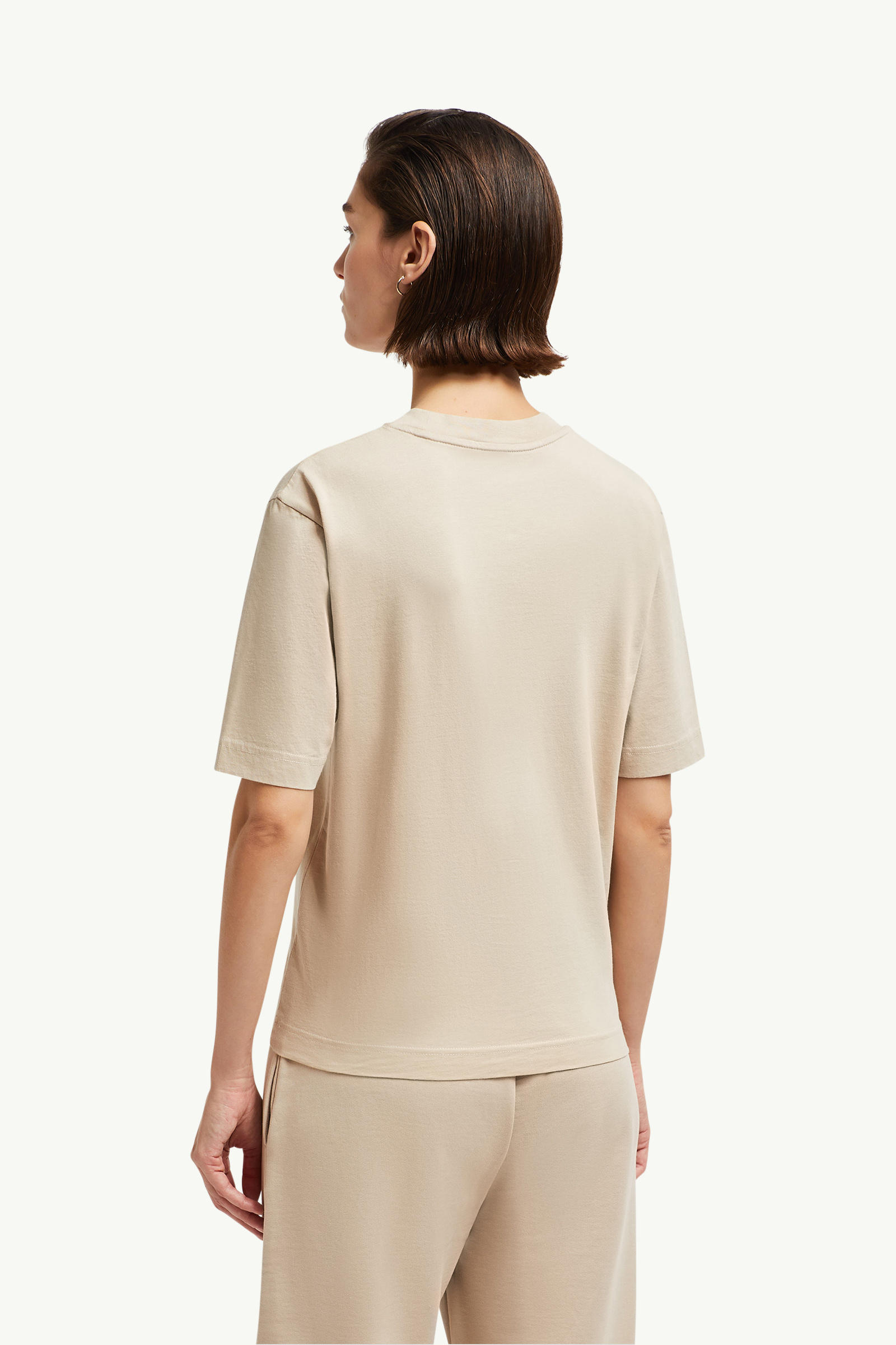 Silicone Logo Patch Cotton T-Shirt Women Sand Beige Moncler 4