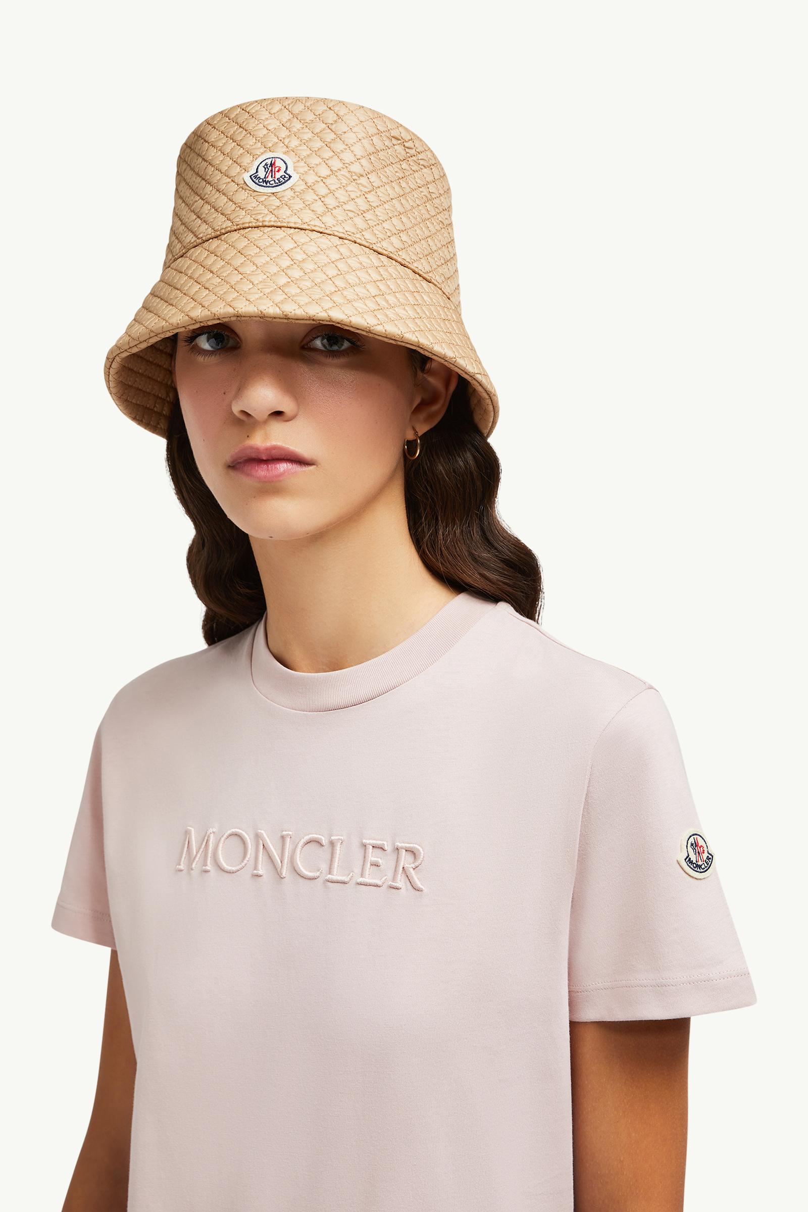Embroidered Tonal Logo Cotton T-Shirt Women Pink Moncler 1