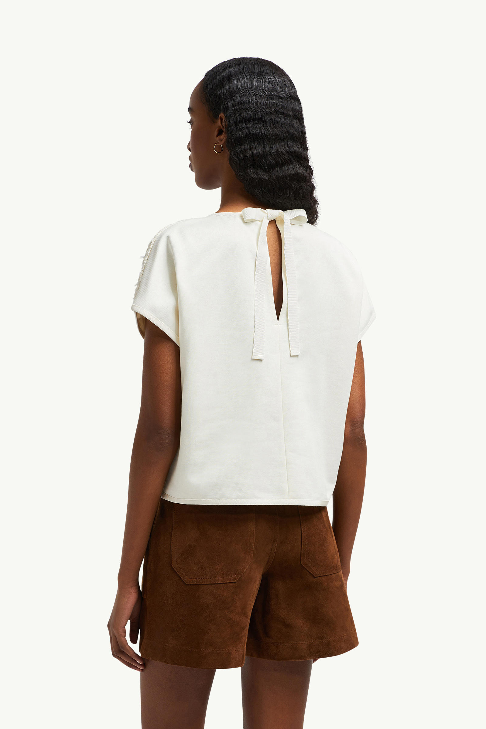 Haut en soie et tweed Femmes Blanc Moncler 4