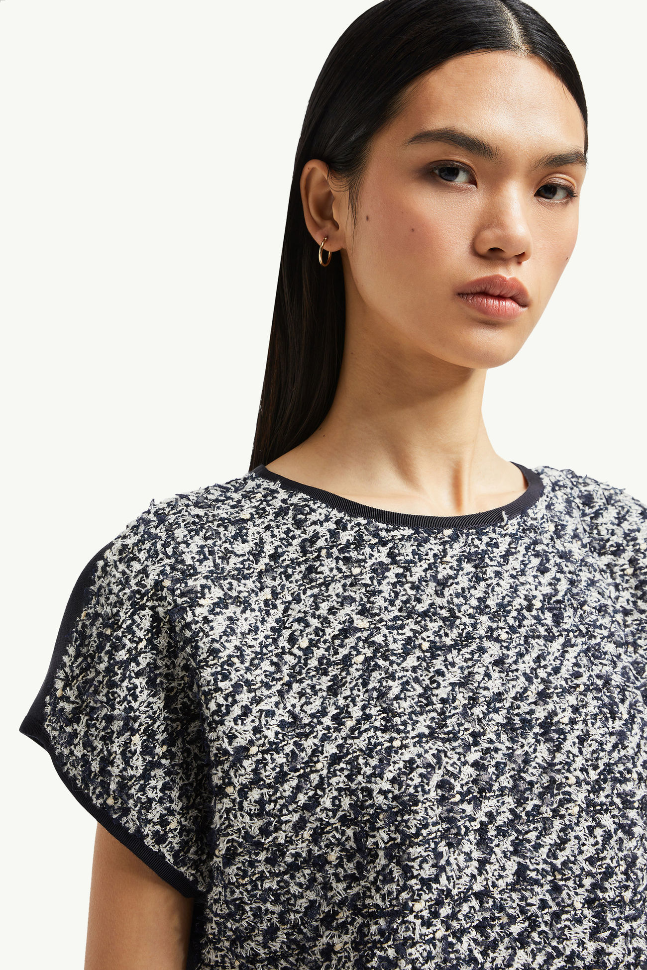 Silk & Tweed Top Women Blue & White Moncler 1