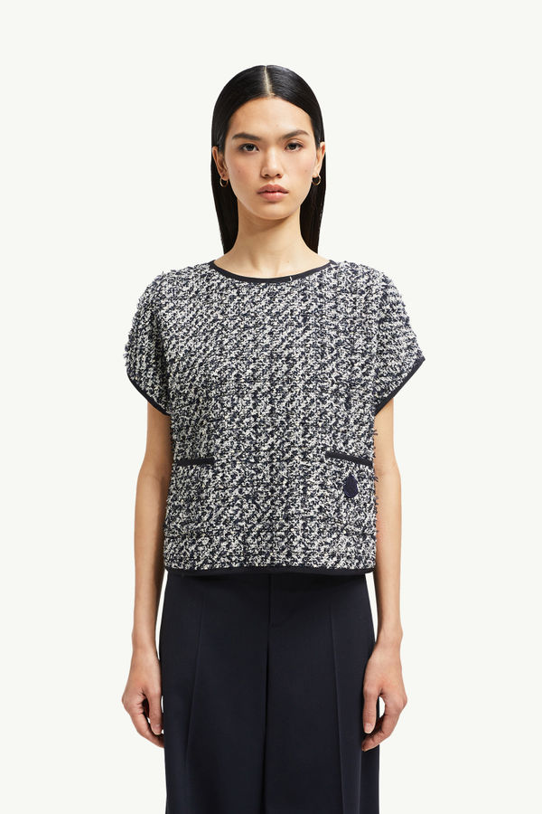 Silk & Tweed Top Women Blue & White Moncler 3