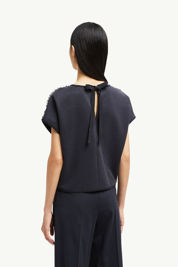 Silk & Tweed Top Women Blue & White Moncler 4