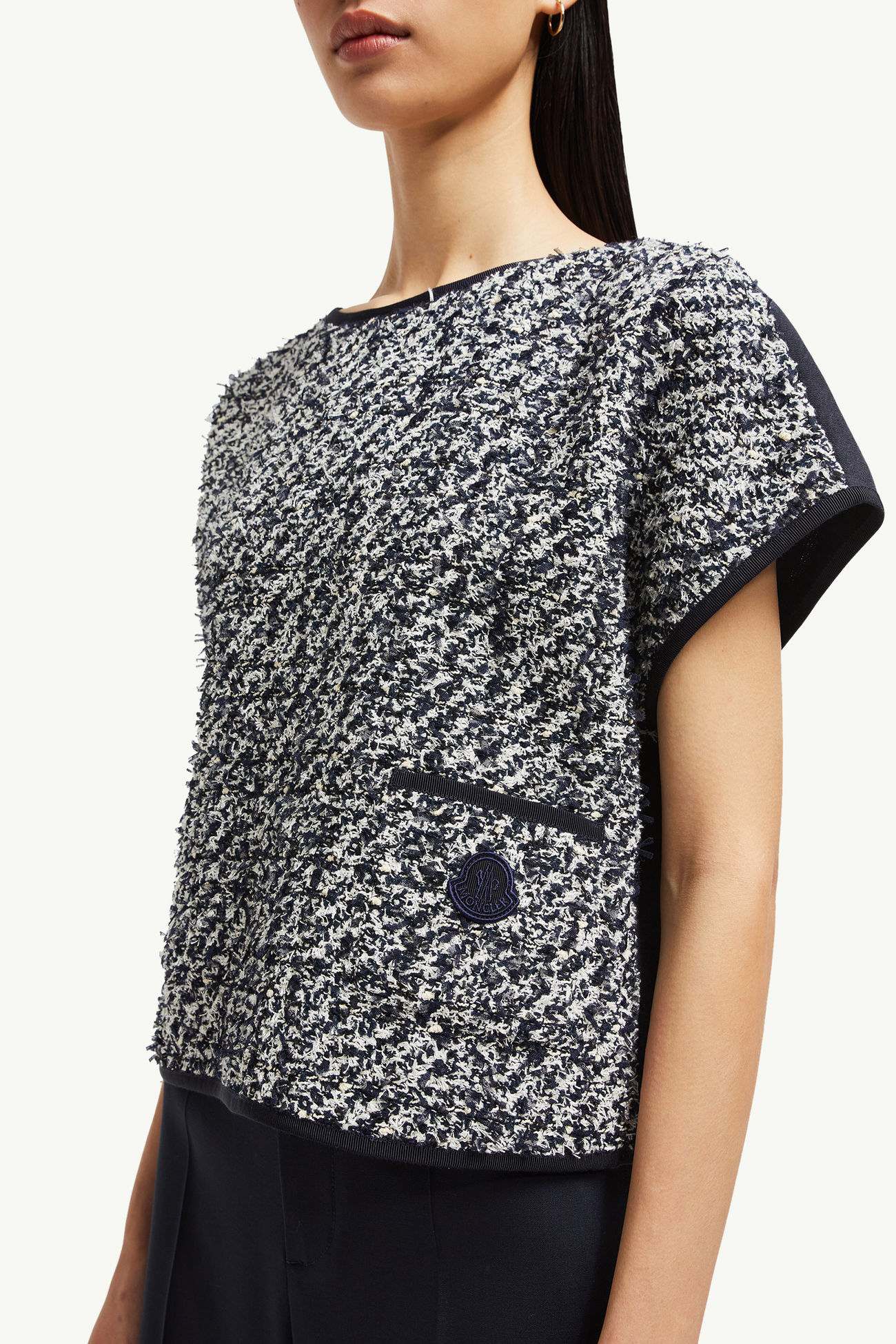 Haut en soie et tweed Femmes Bleu & Blanc Moncler 5