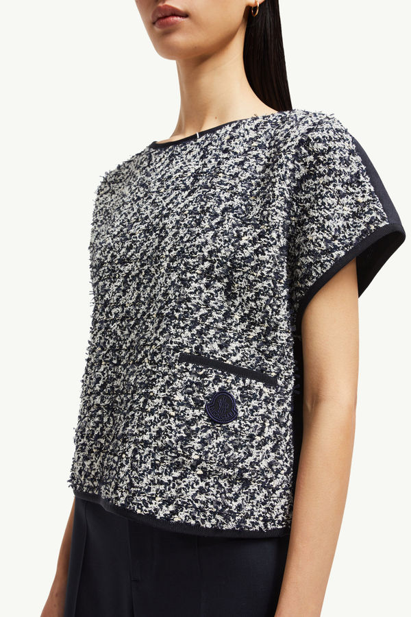 Silk & Tweed Top Women Blue & White Moncler 5