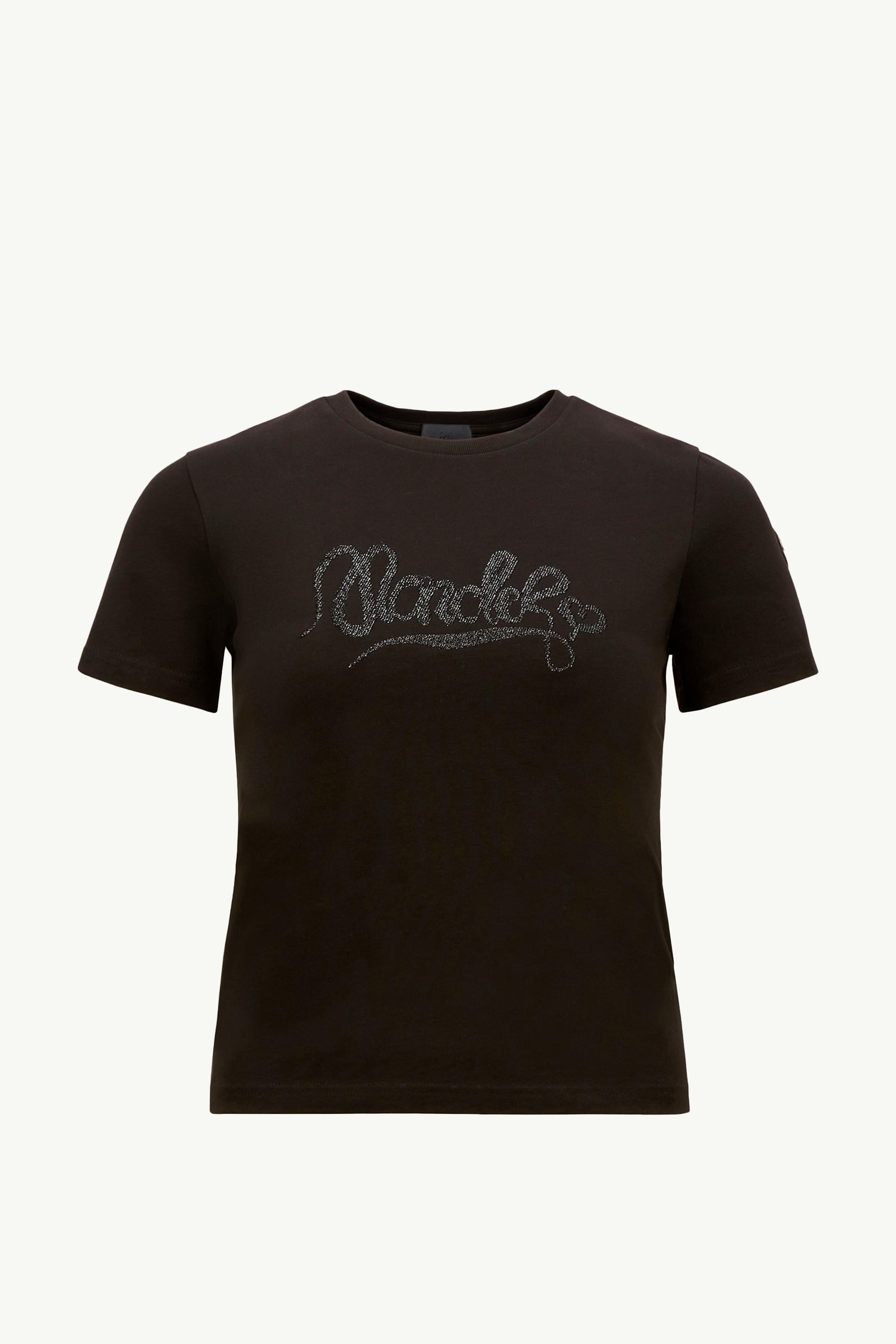 Embroidered Calligraphy Logo Cotton T-Shirt Women Black Moncler 2