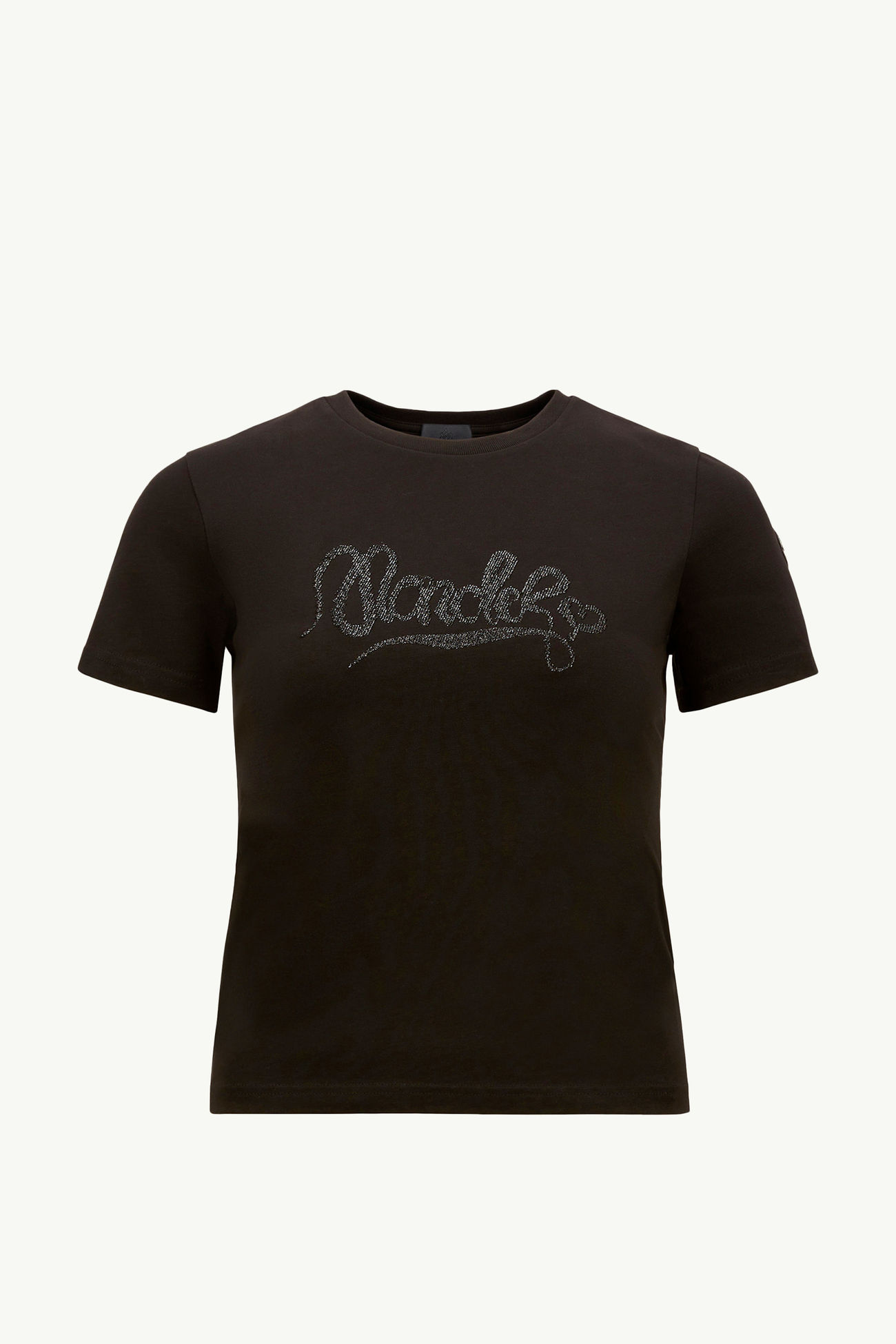 T-Shirt aus Baumwolle mit Kalligrafie-Logostickerei Damen Schwarz Moncler 2