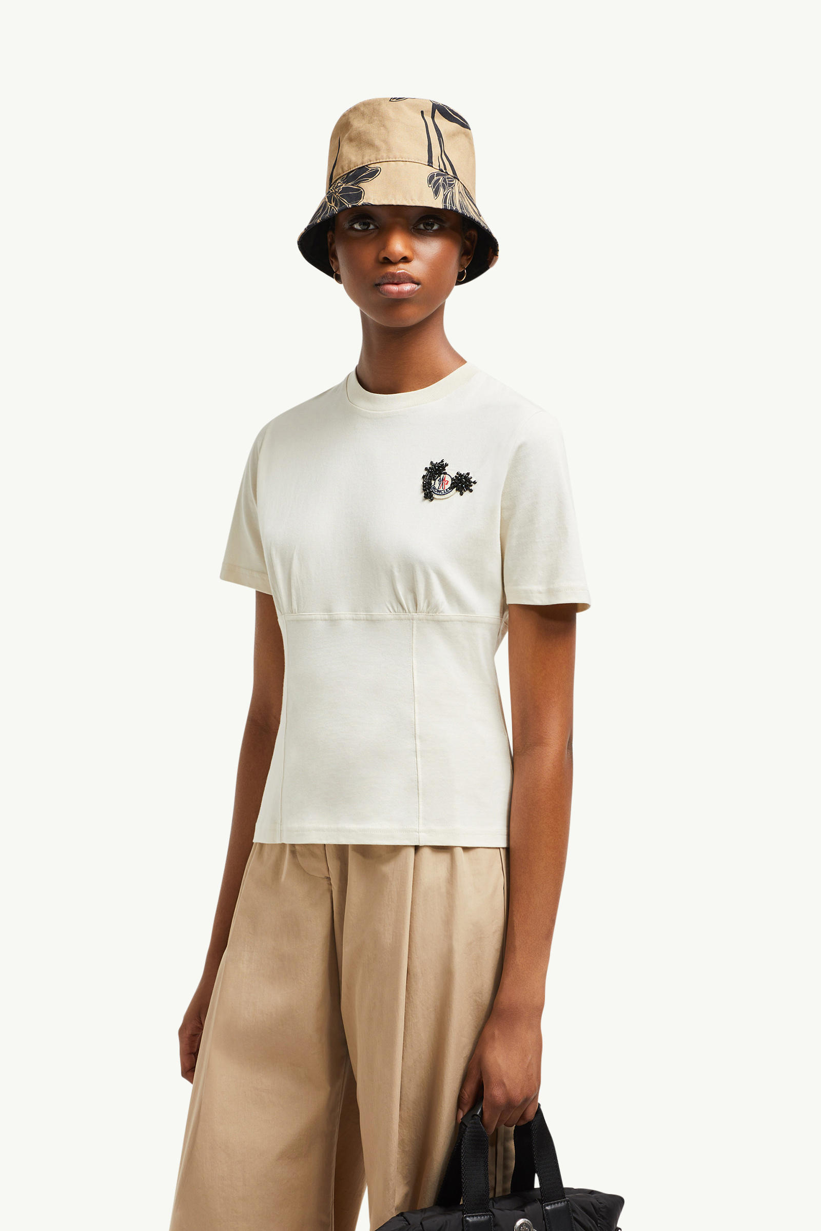 Hand-Beaded Cotton Top Women White Moncler 0