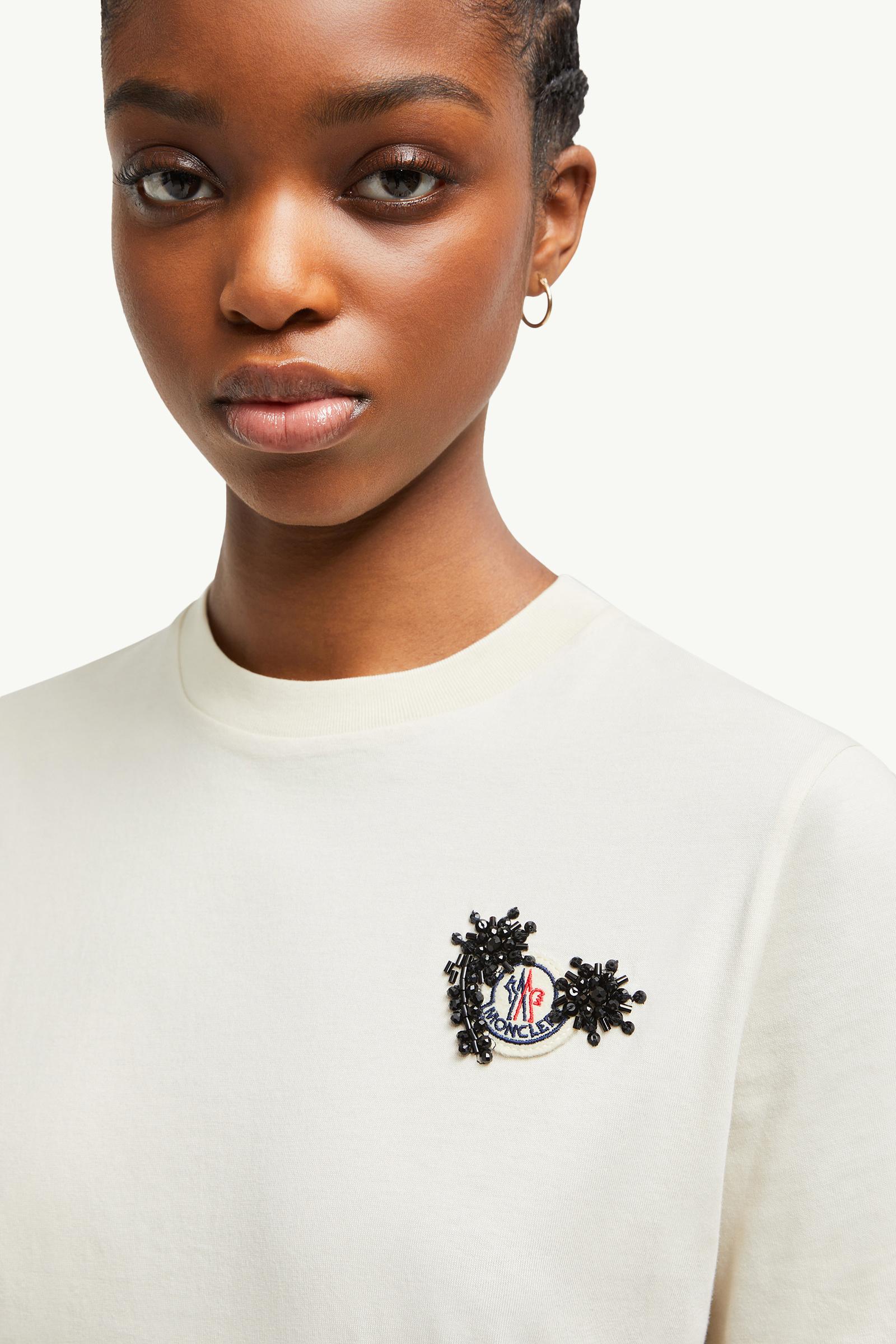 Hand-Beaded Cotton Top Women White Moncler 1