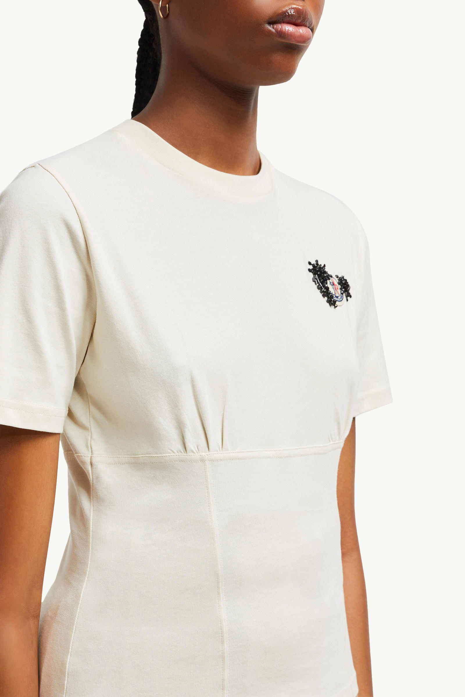 Hand-Beaded Cotton Top Women White Moncler 5