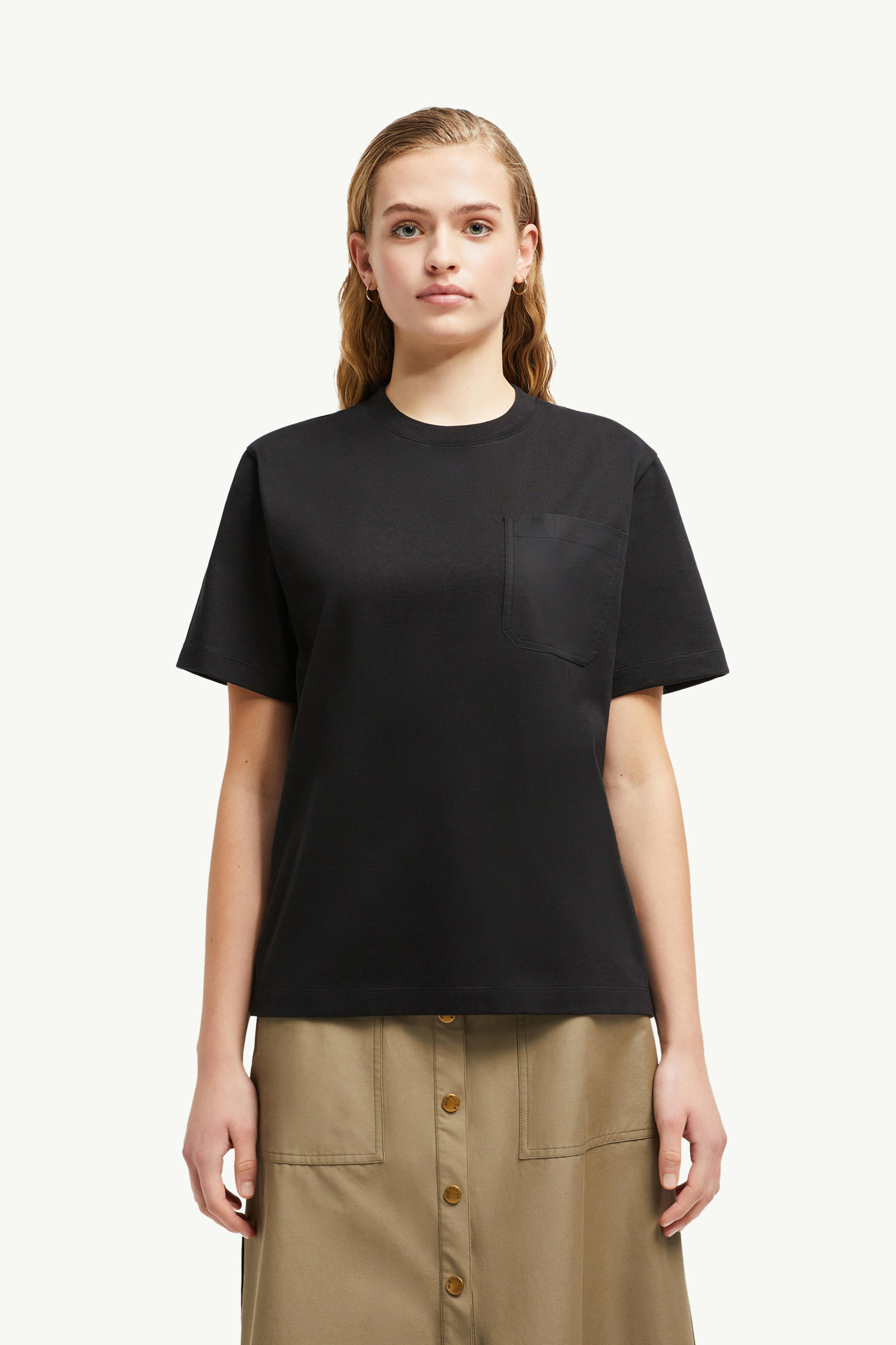 Cotton T-Shirt with Pocket Women Black Moncler 3