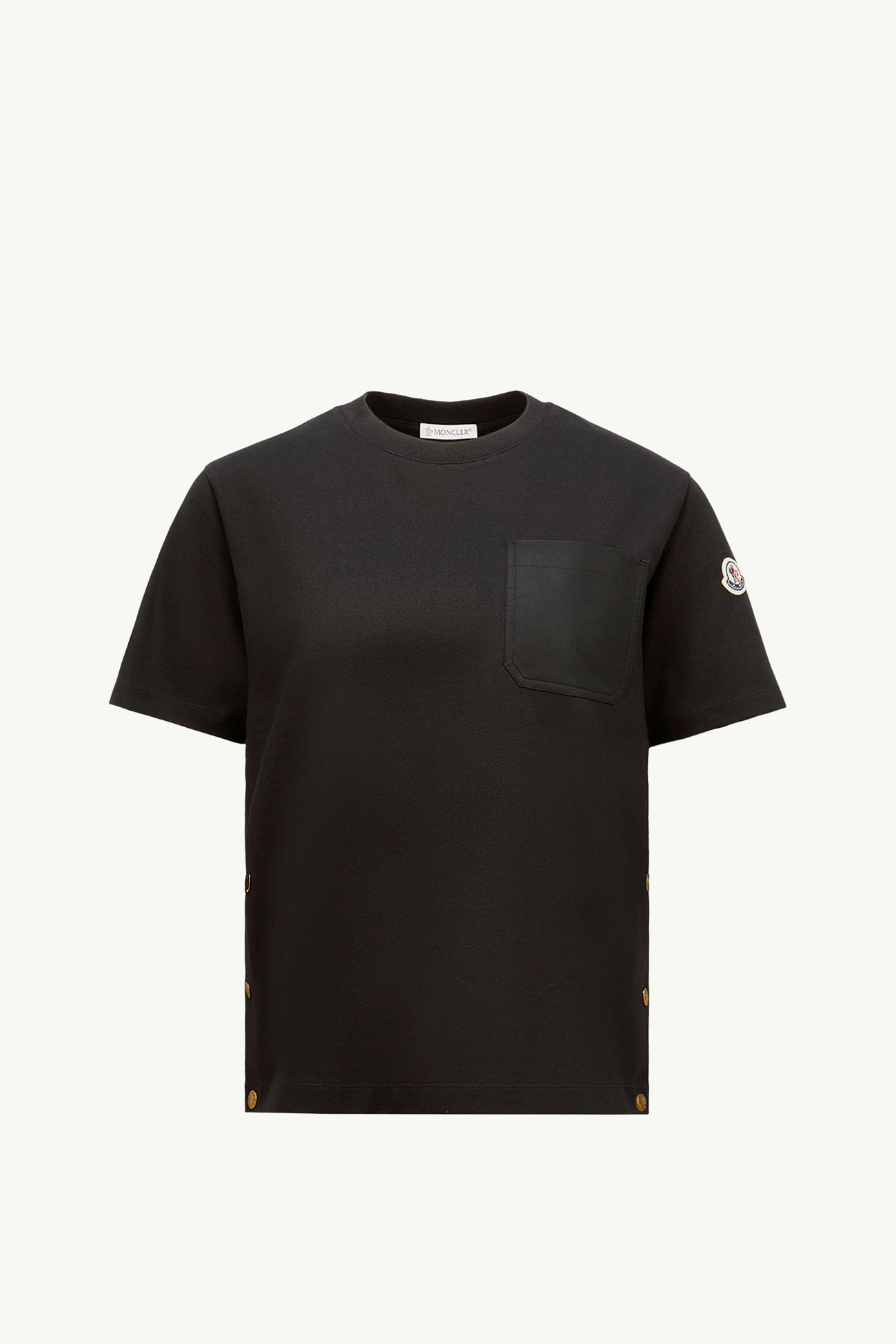 T-Shirt aus Baumwolle mit Tasche Damen Schwarz Moncler 2