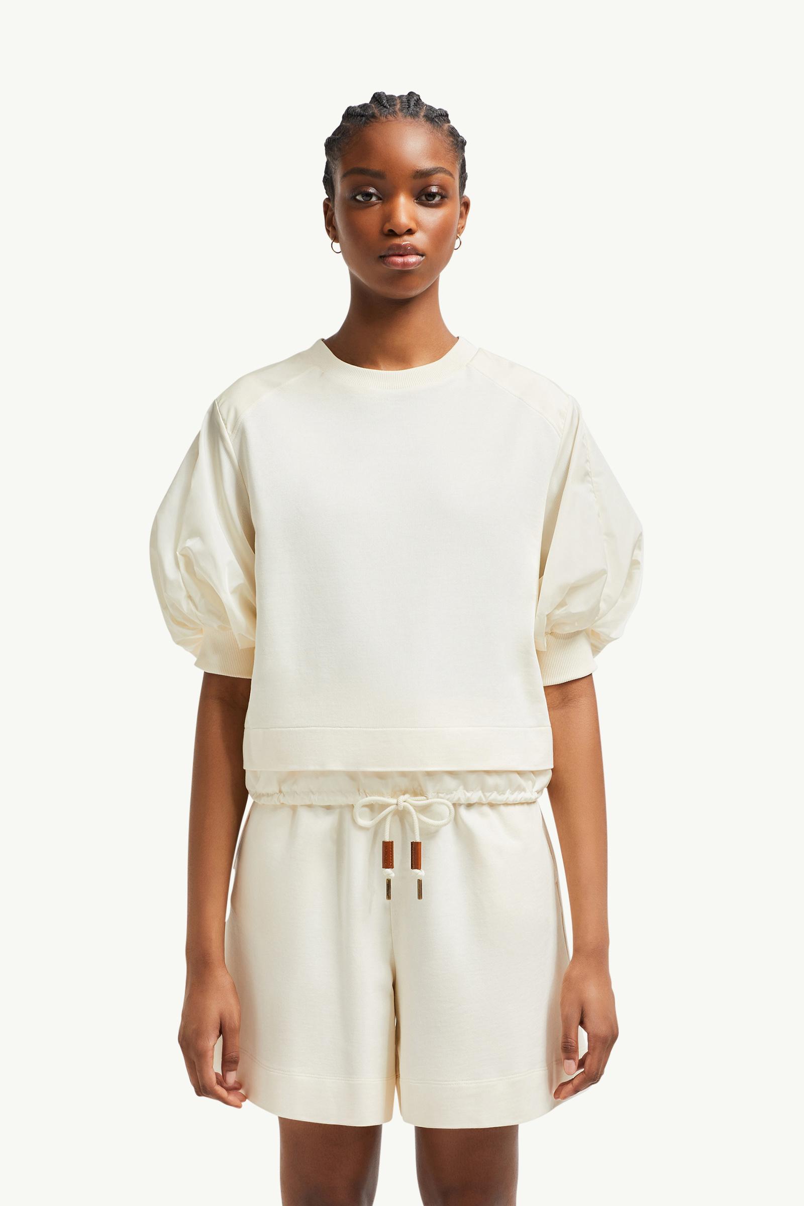 Tシャツ・カットソー Moncler COTTON T-SHIRT WITH PUFF SLEEVES White Puff Sleeve Cotton T-Shirt - Tops & T-shirts for Women