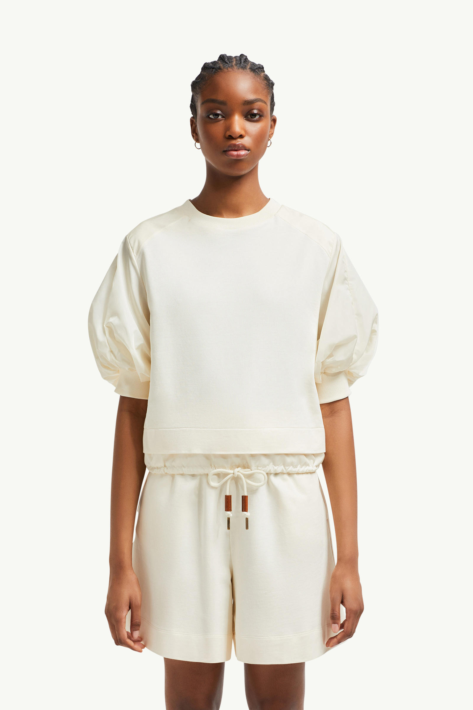 T-shirt en coton à manches bouffantes Femmes Blanc Moncler 3