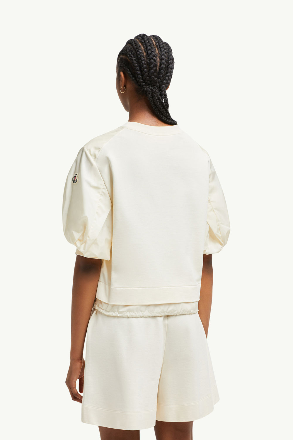 Puff Sleeve Cotton T-Shirt Women White Moncler 4
