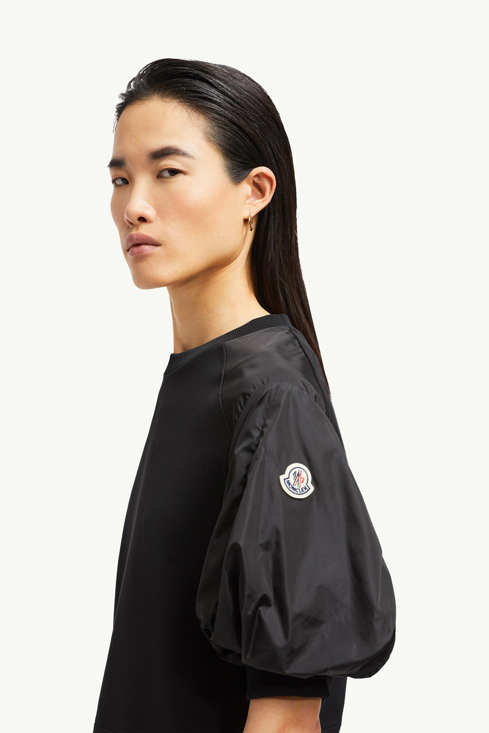 Puff Sleeve Cotton T-Shirt Women Black Moncler 1