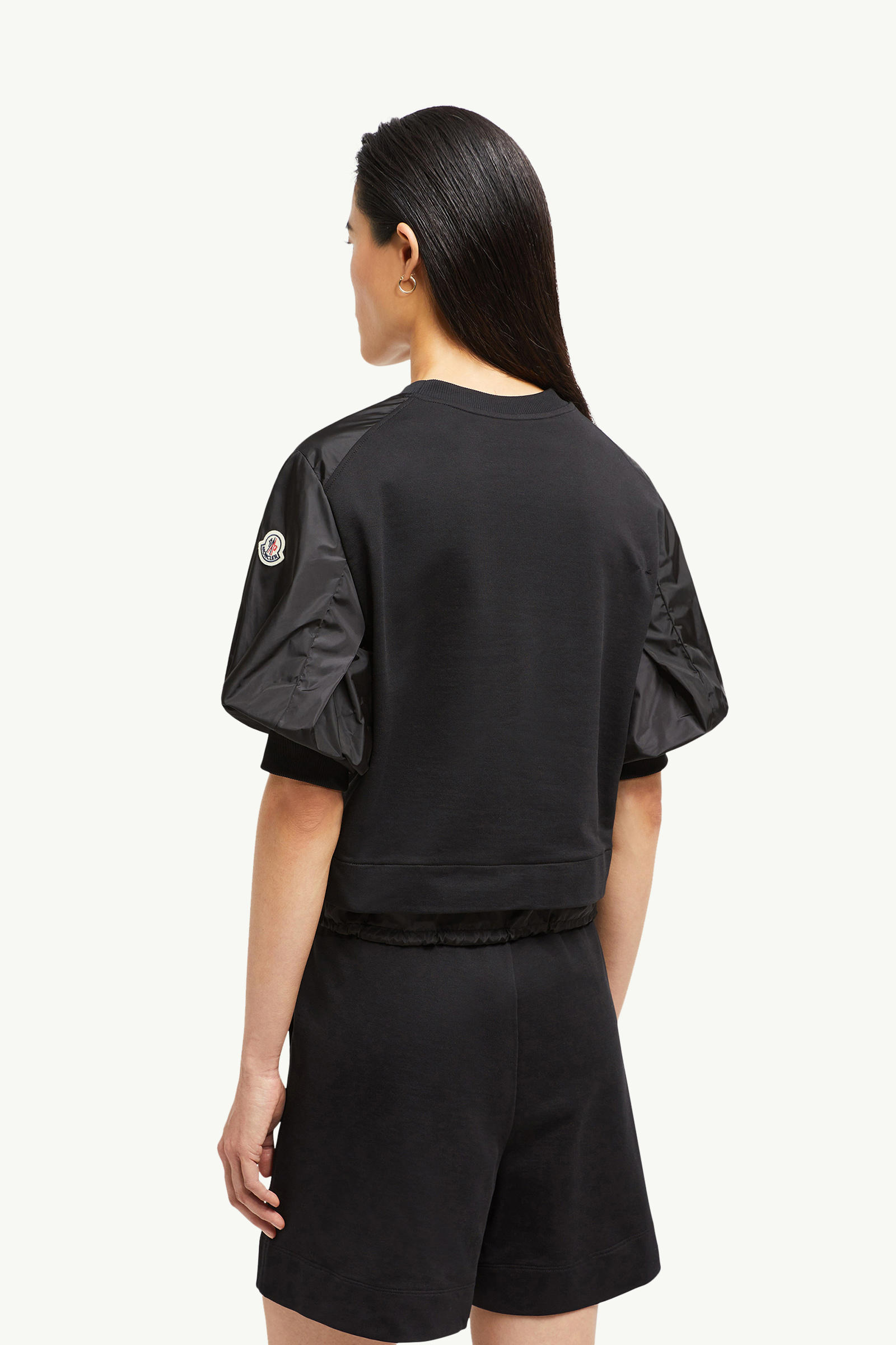 Puff Sleeve Cotton T-Shirt Women Black Moncler 4