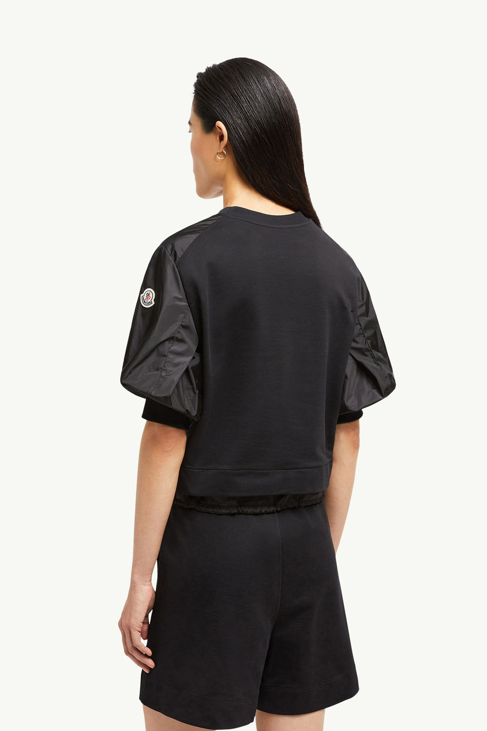 T-Shirt mit Puffärmeln aus Baumwolle Damen Schwarz Moncler 4