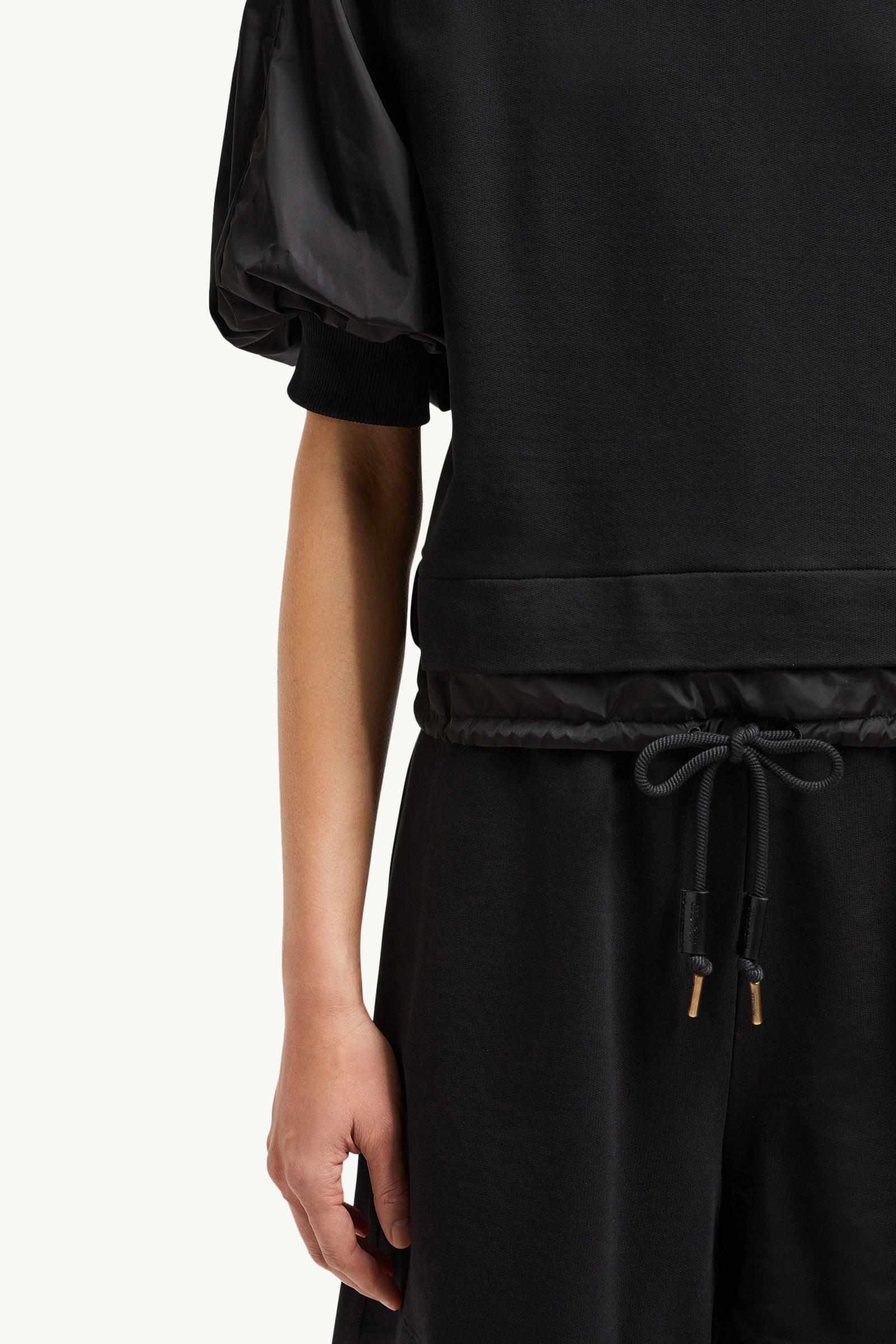 Puff Sleeve Cotton T-Shirt Women Black Moncler 5