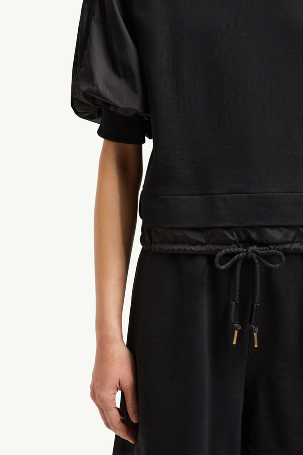 T-shirt en coton à manches bouffantes Femmes Noir Moncler 5