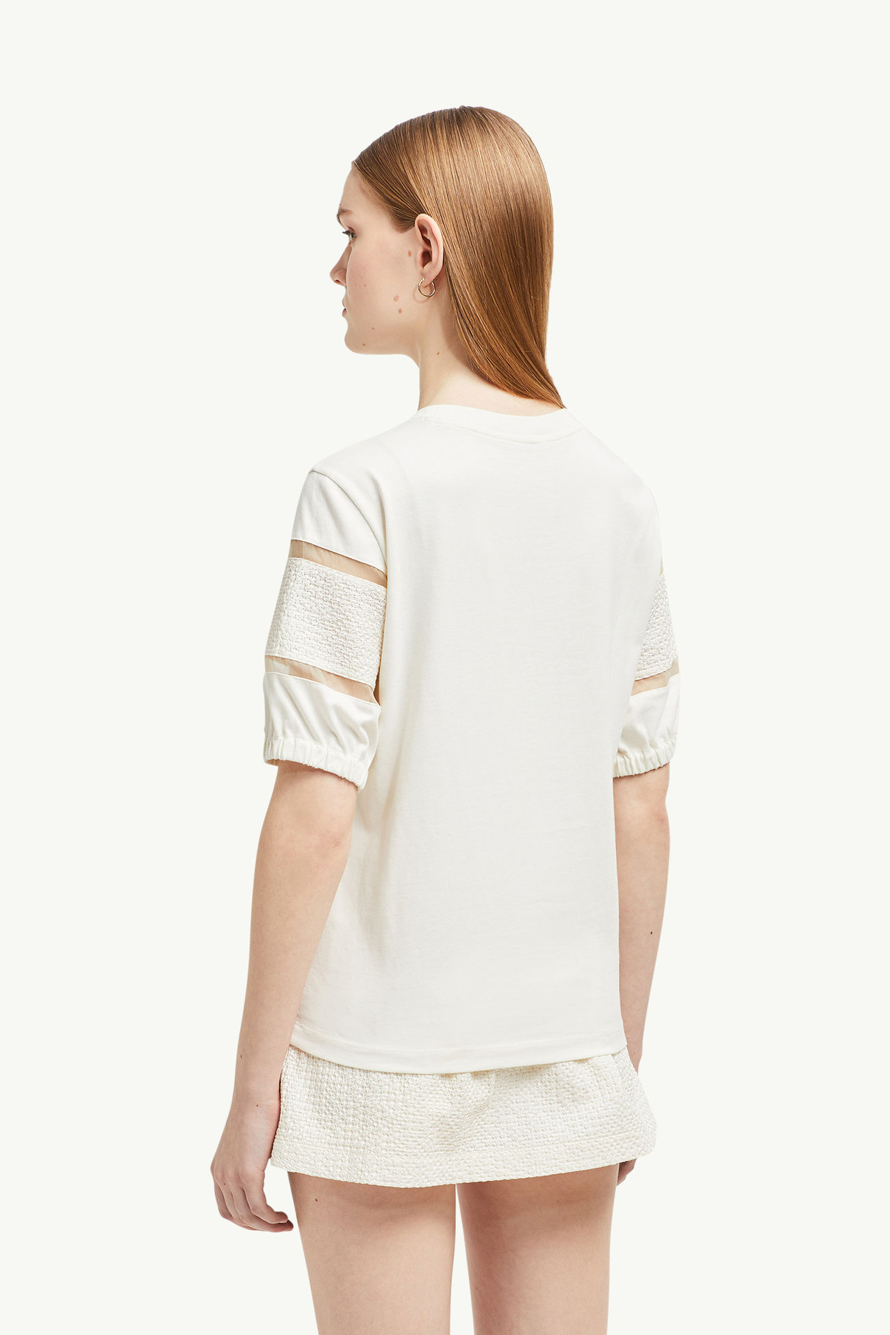 Camiseta de algodón con ribete de seda Mujer Blanco Moncler 4