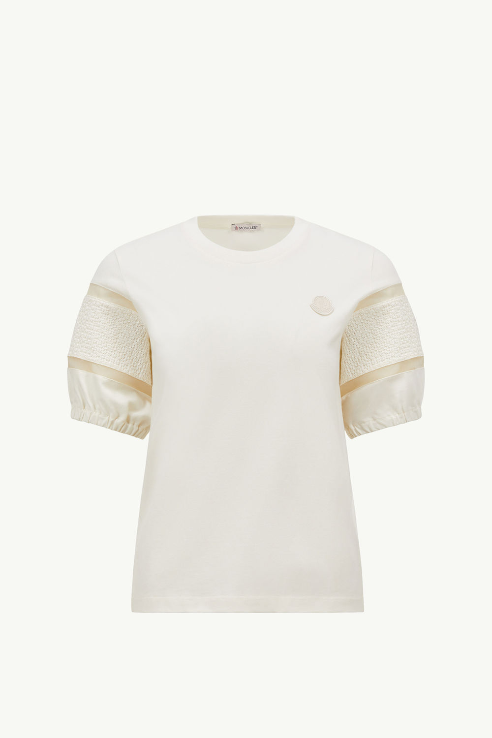 Silk Trim Cotton T-Shirt Women White Moncler 2