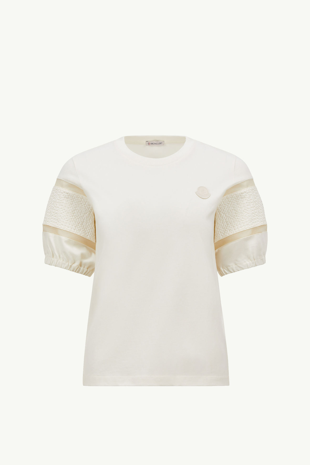 Silk Trim Cotton T-Shirt Women White Moncler 2