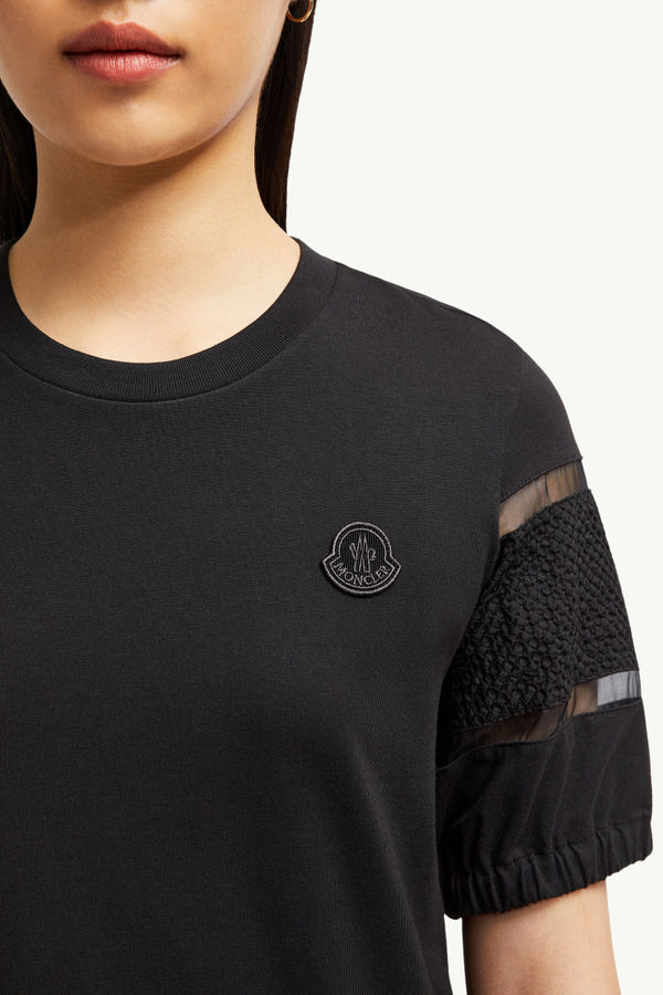 T-shirt en coton à finition en soie Femmes Noir Moncler 5
