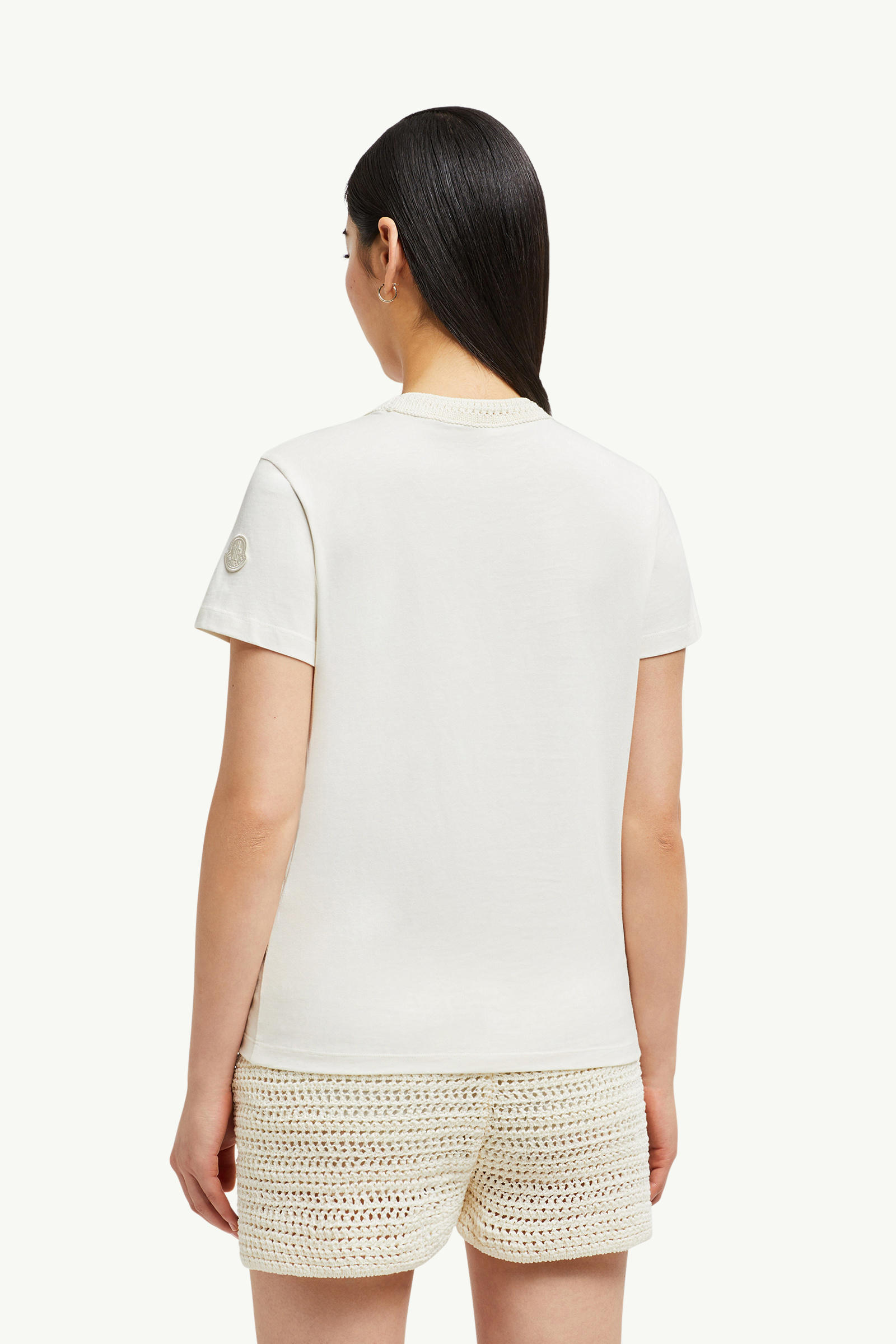 Crochet Accent Cotton T-Shirt Women White Moncler 4