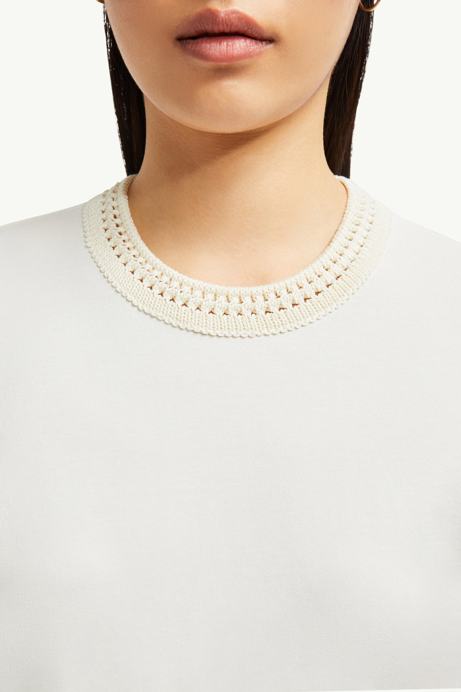 Crochet Accent Cotton T-Shirt Women White Moncler 5