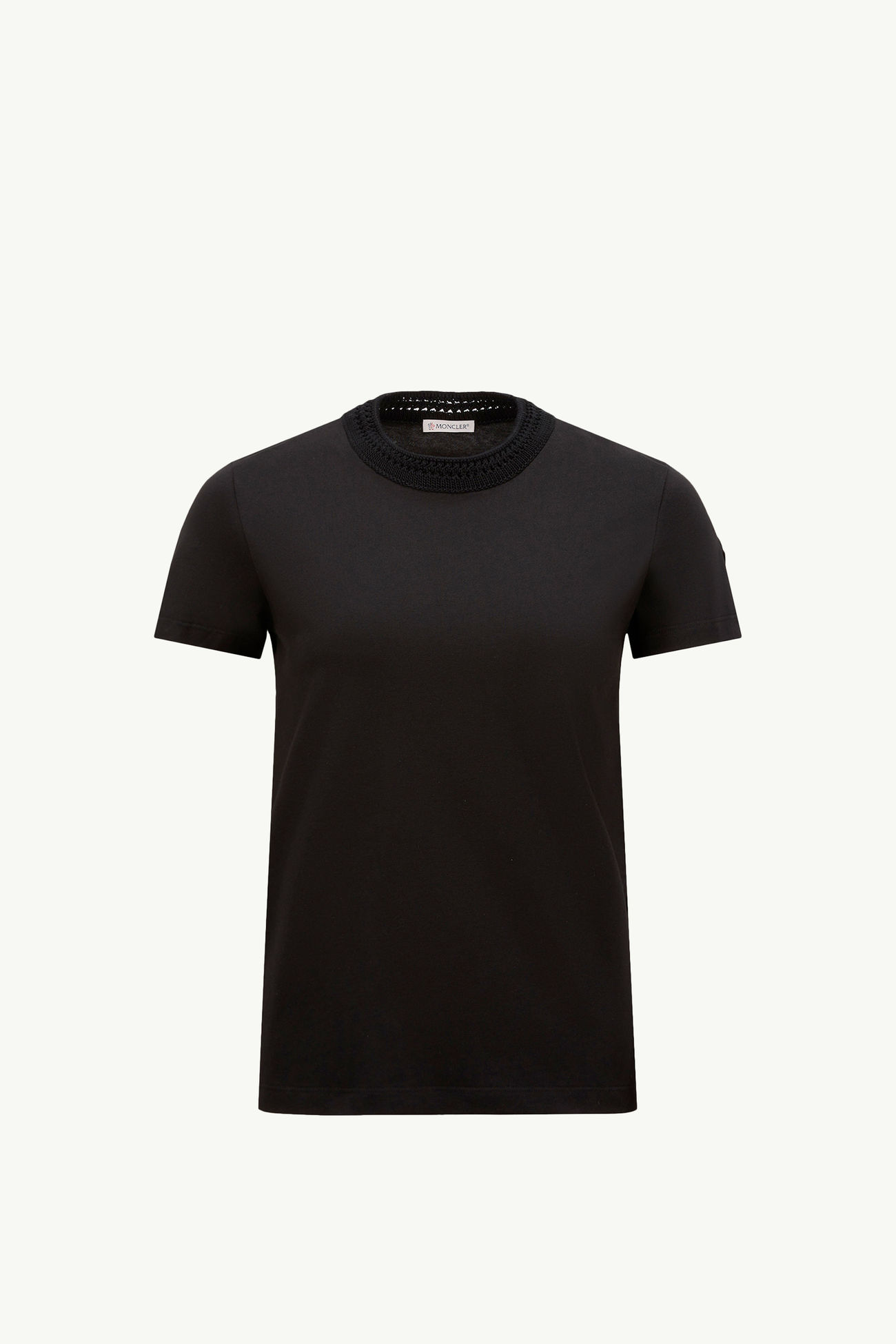 Camiseta de algodón con detalle de croché Mujer Negro Moncler 2