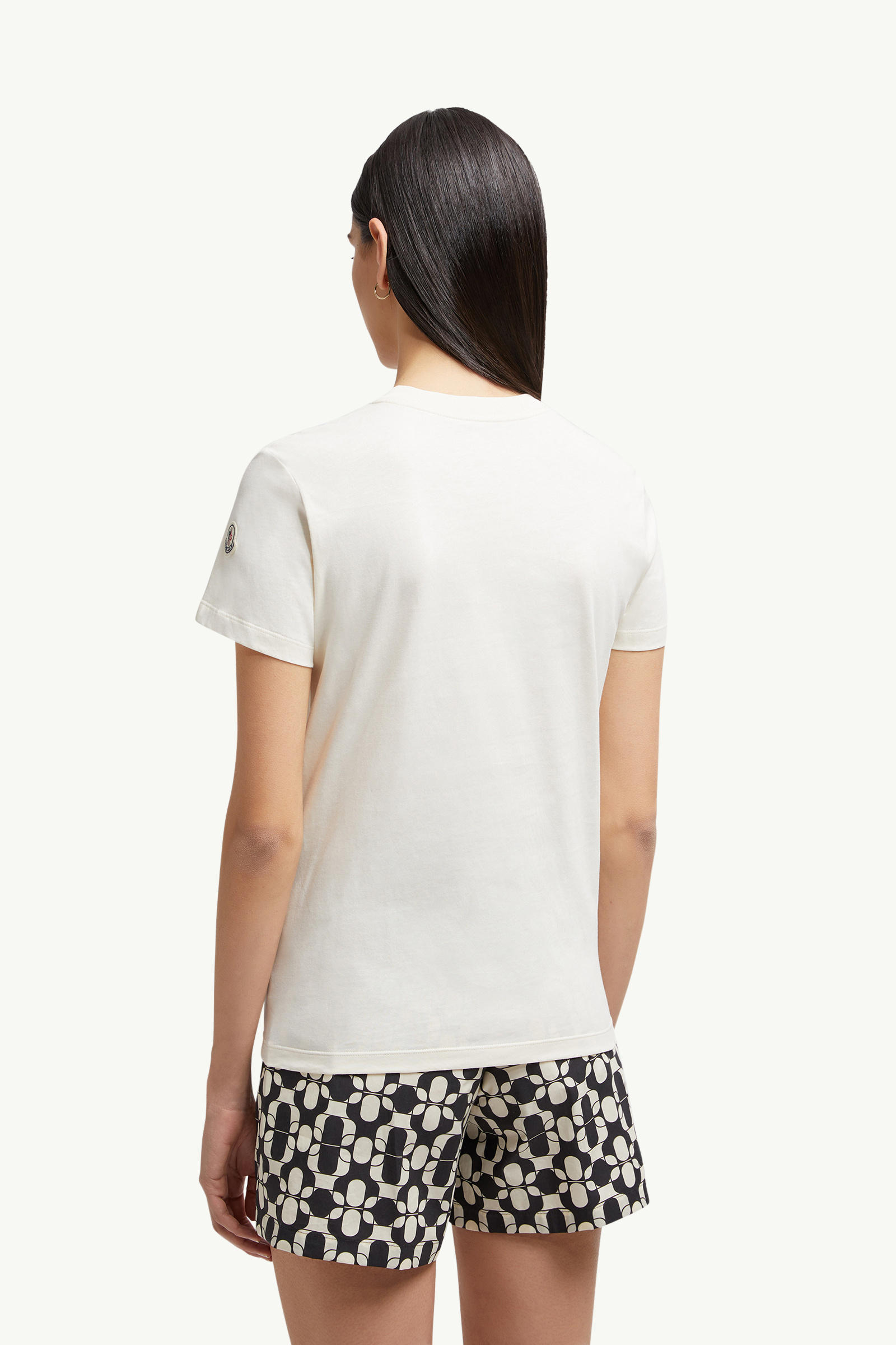 Embroidered Logo Cotton T-Shirt Women White Moncler 4