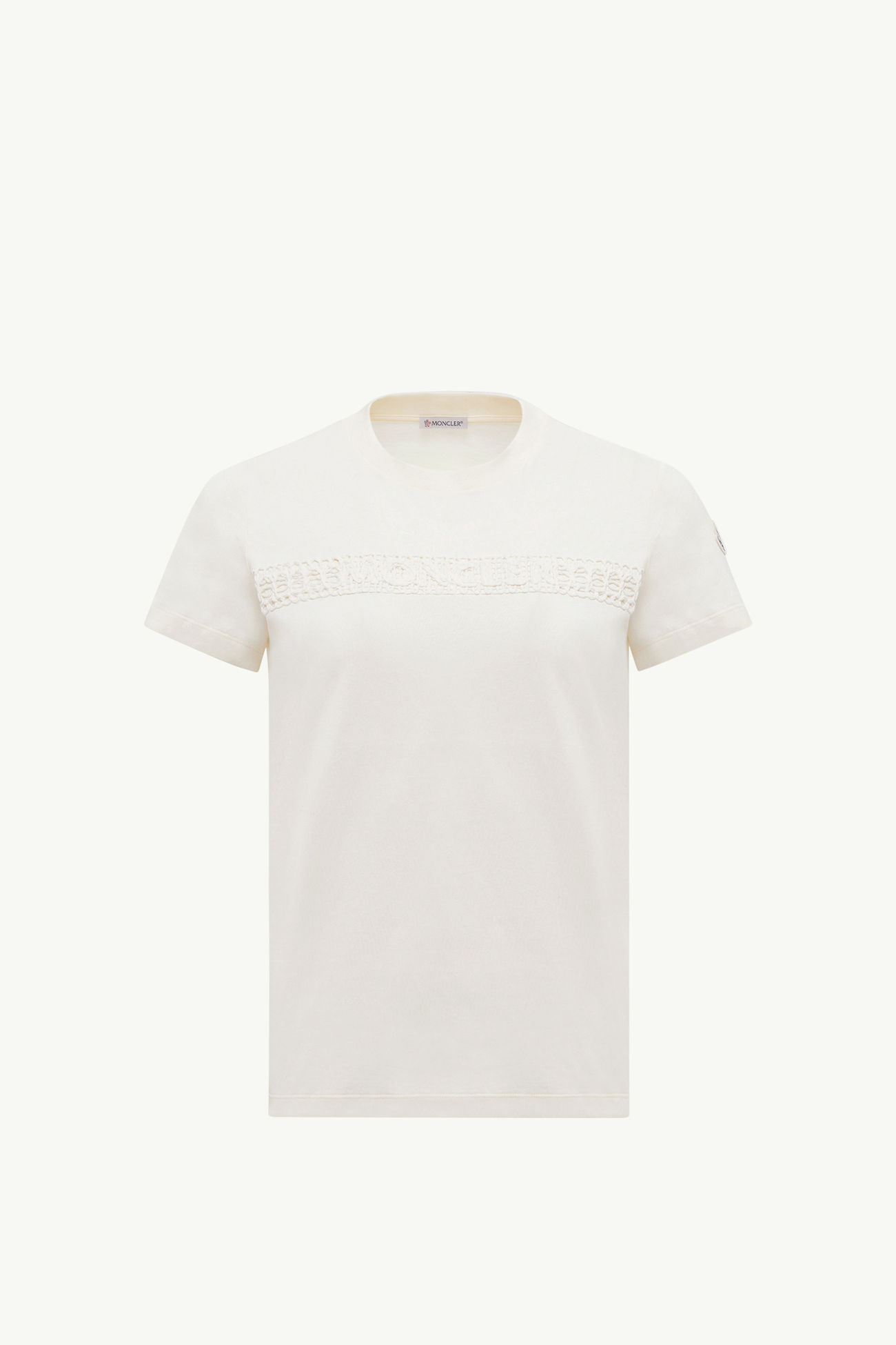 Embroidered Logo Cotton T-Shirt Women White Moncler 2