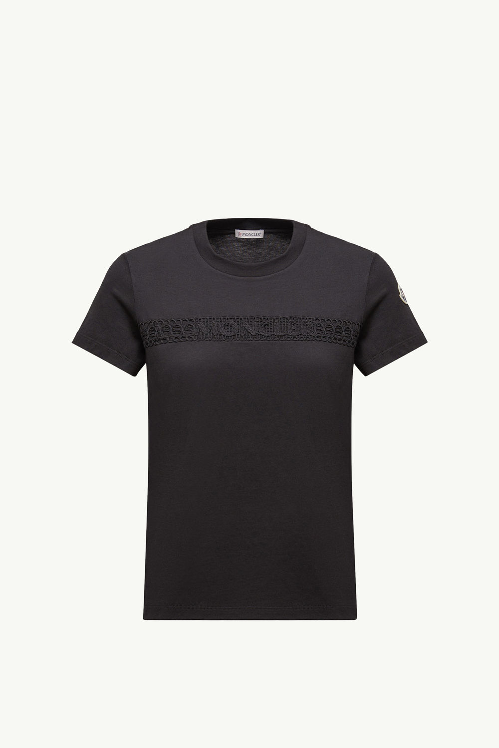 Embroidered Logo Cotton T-Shirt Women Black Moncler 2